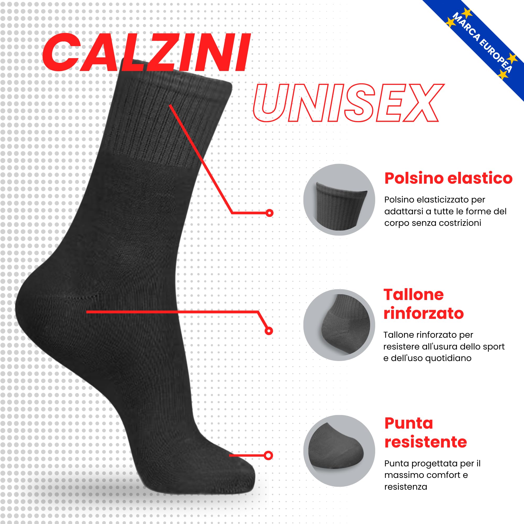 6 Paia Calzini sportivi uomo | Calzini sportivi donna | Calzini running uomo | Calzini running donna