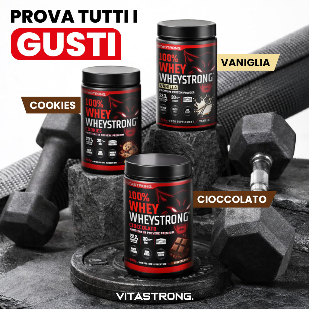 Proteine in Polvere 900g, 100% Proteine Whey Strong con DigeZyme® Alta Digeribilità e Concentrazione, Proteine del Siero del Latte da Fornitori Italiani (900g, Vaniglia)