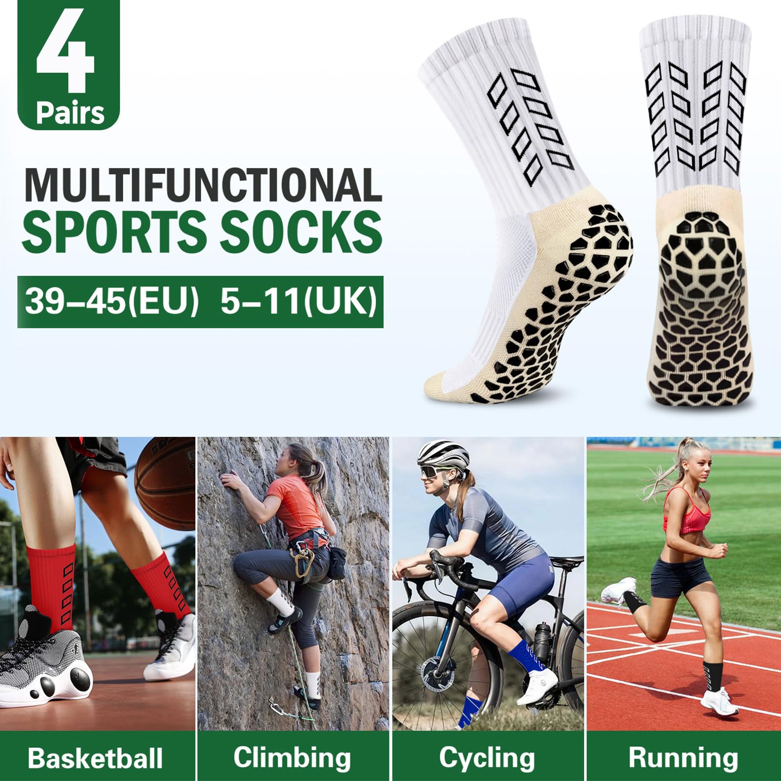Calze Calcio Antiscivolo Uomo 37-45 Calze Antiscivolo Calcio Anti Vesciche Addensare Cotone Calzini Sportivi Donna Traspirante Calzini Grip Calcio per Ciclismo Trekking