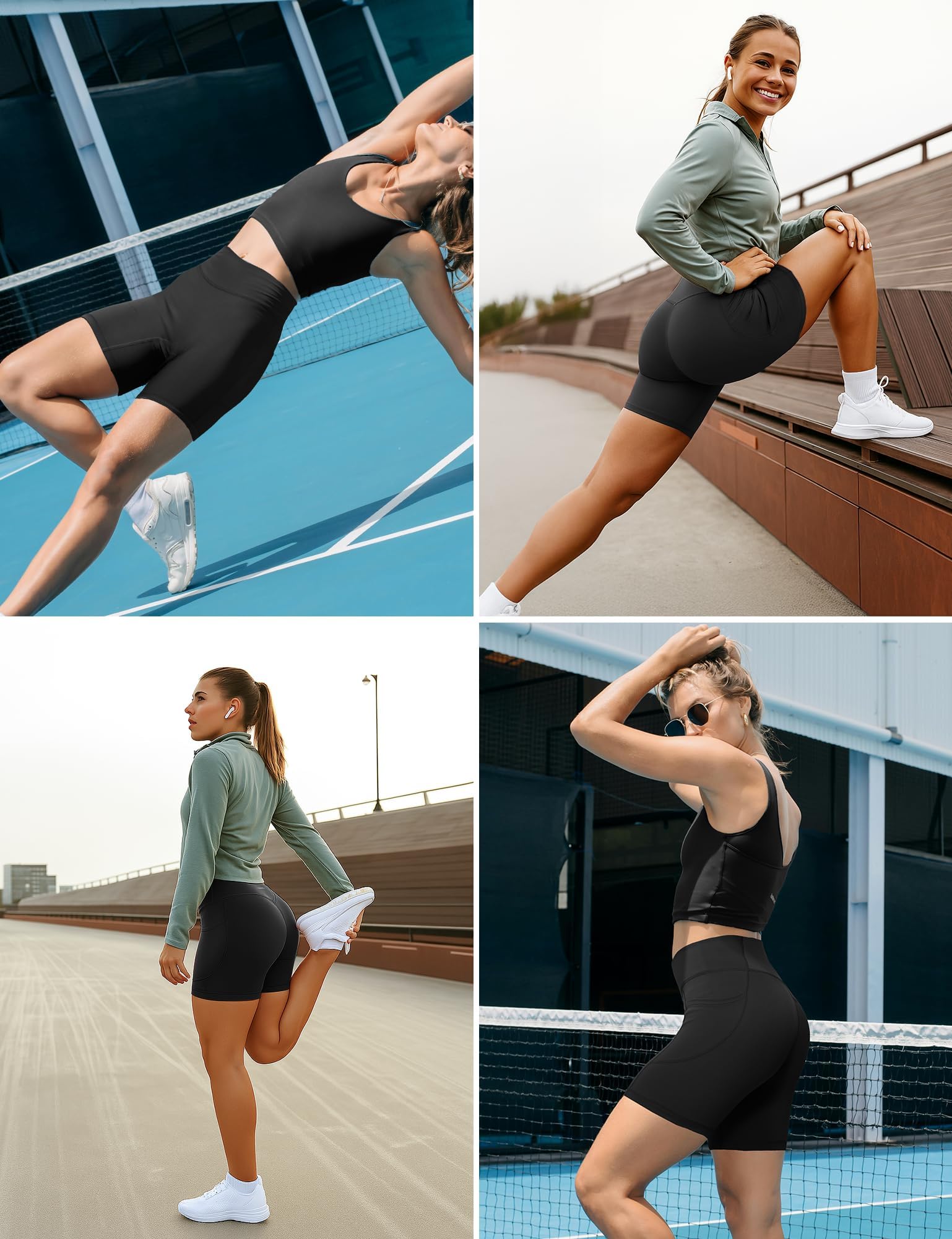 Yogaration Pantaloncini Palestra Donna, Shorts Sportivi Vita Alta con Tasche, Leggins Corti Push up Senza Cuciture per Yoga Fitness Gym Sport Estivi
