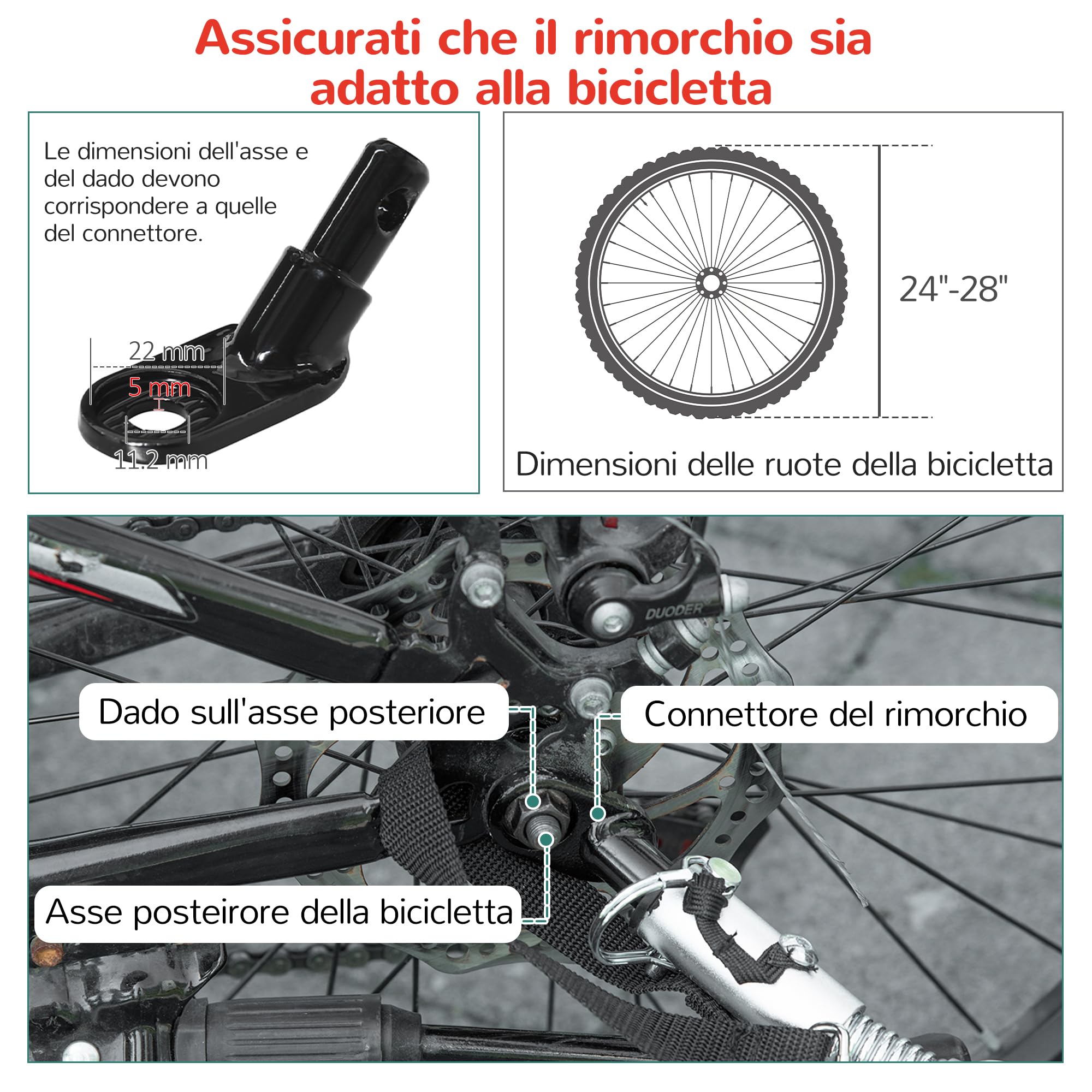 HOMCOM Rimorchio Bici per Bambini e Passeggino, Design 2 in 1 con Freno, Cintura a 5 Punti, Carrello Rimorchio per Bicicletta con Tasche Laterali, Catarifrangenti e Bandierina