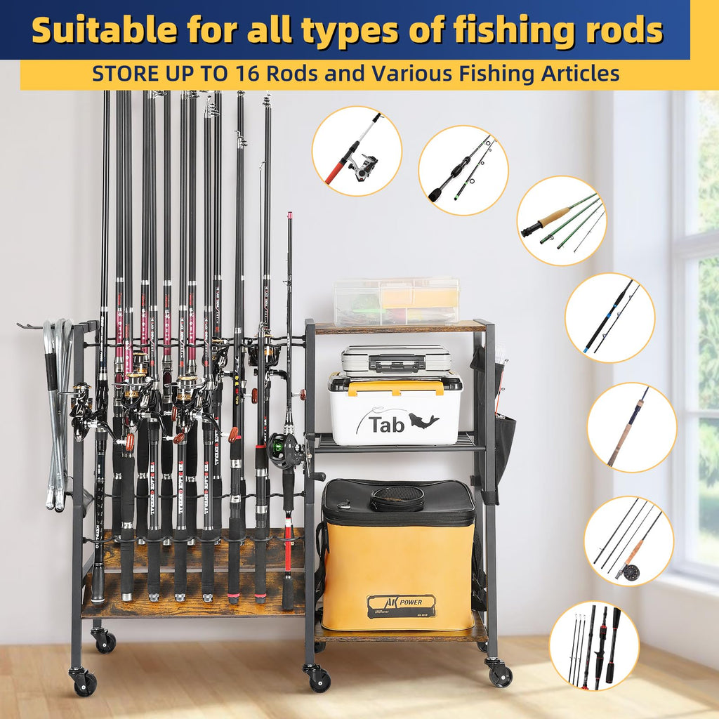 Bikoney Supporto per Canna da Pesca Accessori da Pesca Attrezzi da Pesca Organizzatori di Attrezzature da Pesca Negozio da Pesca Supporti per Canna da Pesca Carrello per Garage Casa Ingresso Angolo