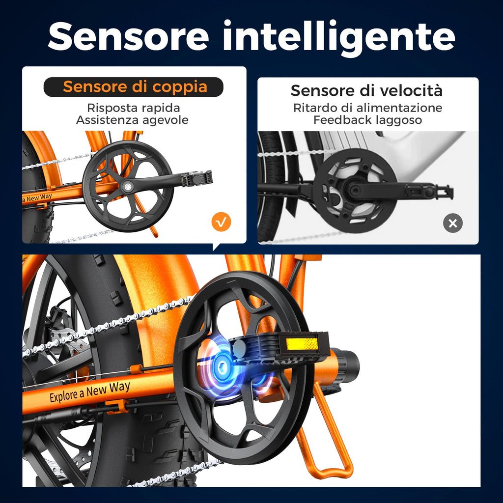 ENGWE Bici Elettrica Pieghevole, Bicicletta Elettrica da 48V 13Ah Batteria Rimovibile, Autonomia di 50-120 km E-bike，20"×4.0" Fat Tire 7 Velocità ebike da per Ogni Terreno, EP-2 BOOST