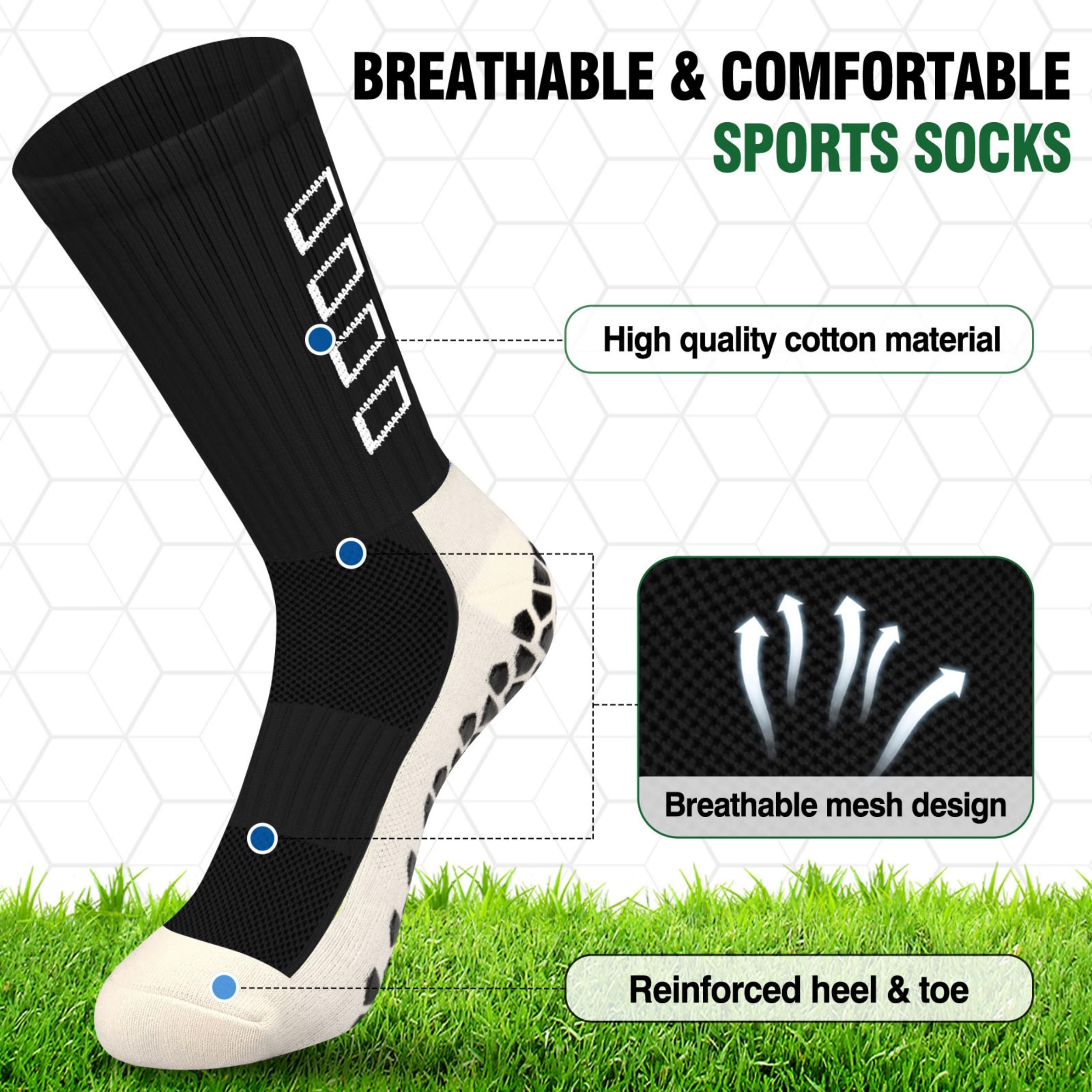 Calze Calcio Antiscivolo Uomo 37-45 Calze Antiscivolo Calcio Anti Vesciche Addensare Cotone Calzini Sportivi Donna Traspirante Calzini Grip Calcio per Ciclismo Trekking