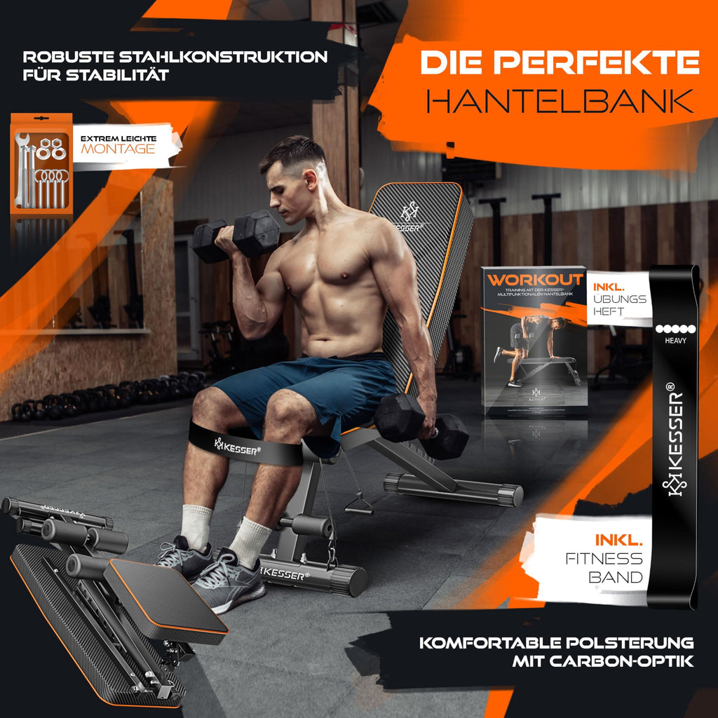 KESSER® Banc de musculation pliable multifonction avec dossier, supporte jusqu'à 500 kg, pour le fitness et l'entraînement