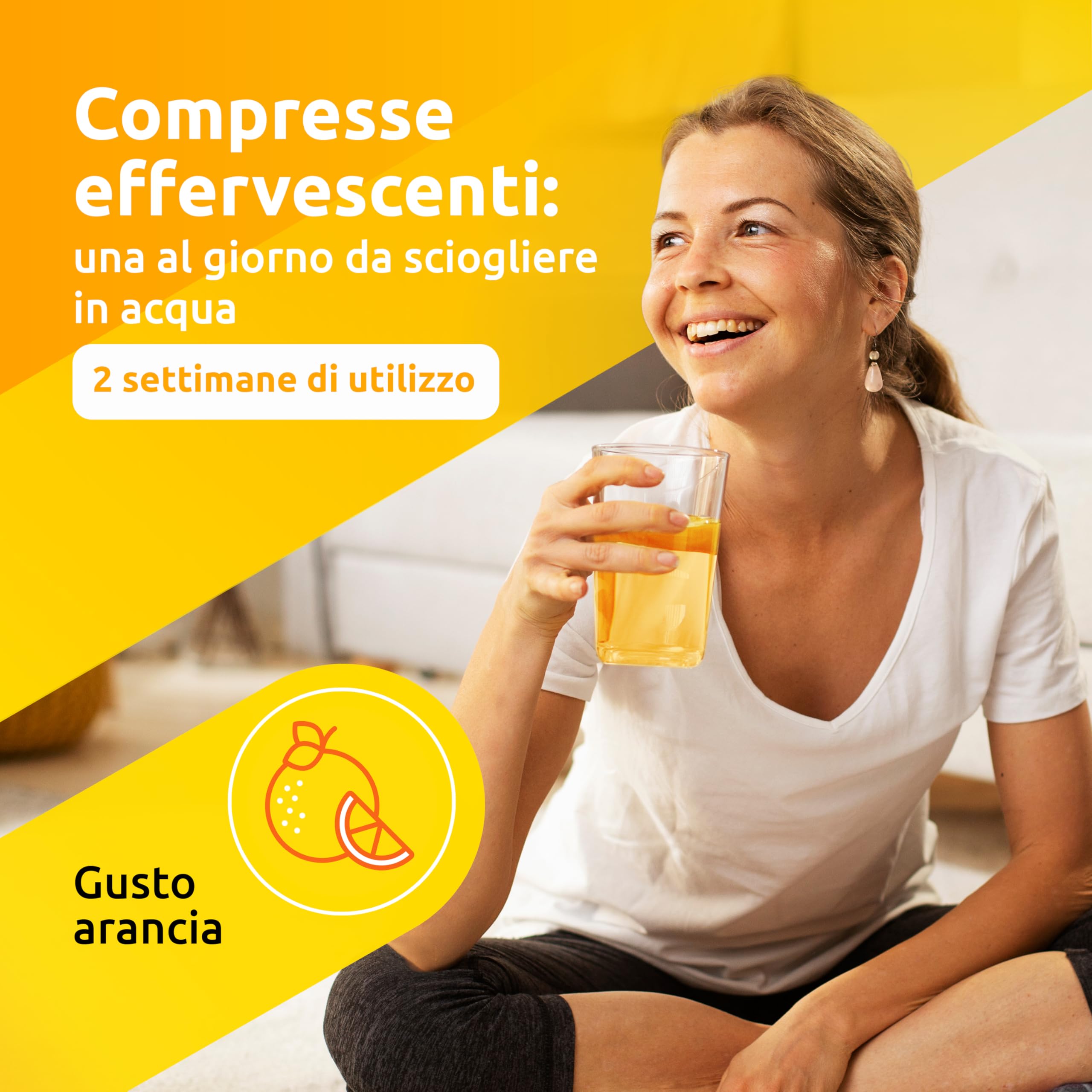 Supradyn Ricarica Multivitaminico Completo Vitamine e Minerali per Adulti, Integratore Vitamine A, B, C, D3, E, K, Magnesio, Calcio, Zinco, Selenio e Q10, Gusto Arancia 60 Compresse Effervescenti