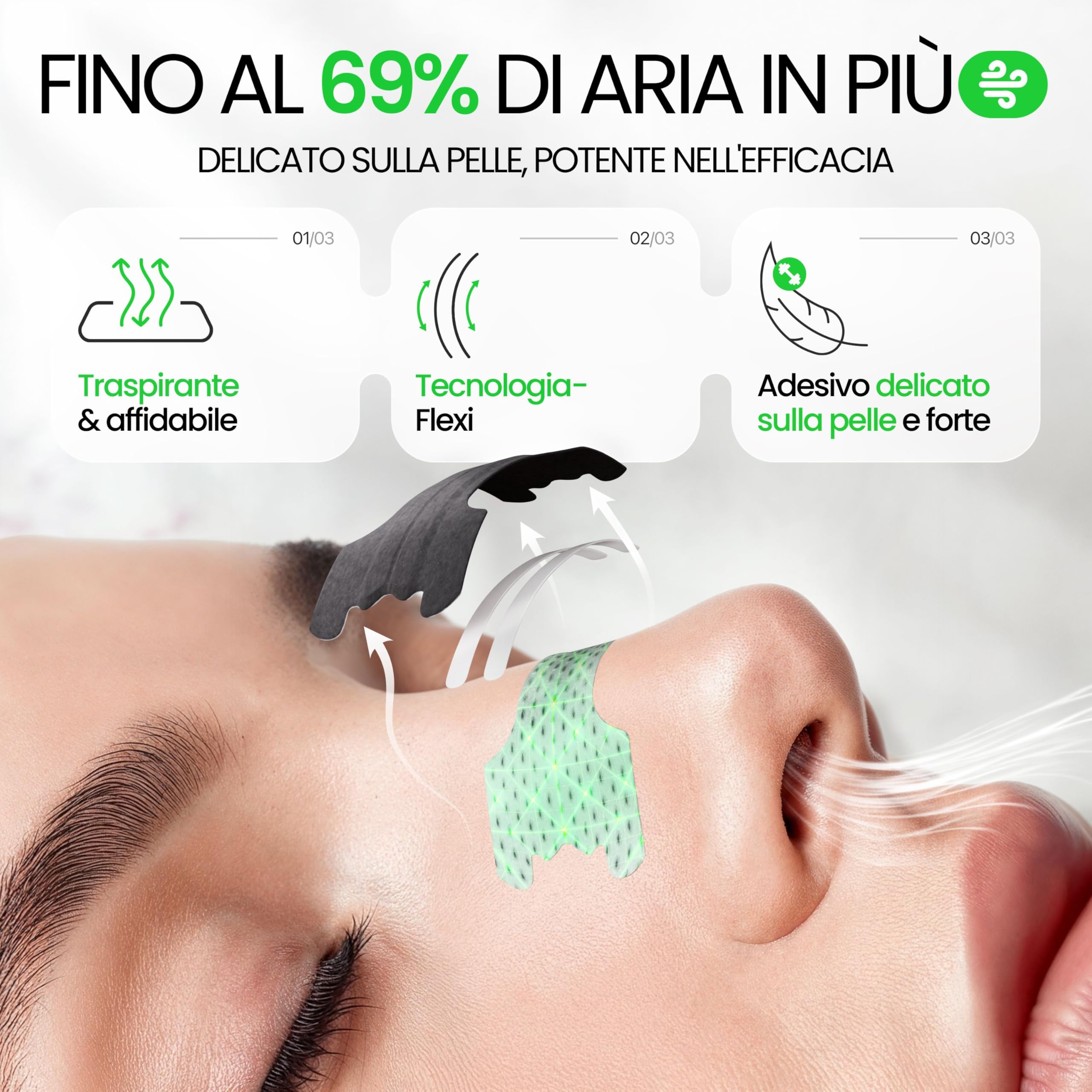 Ellicit Cerotti Nasali, 30 cerotti naso di qualità superiore, cerotti per non russare, tenuta extra per una migliore qualità del sonno, Alivia la congestione nasale, nasal strip [univ.] (Nero)