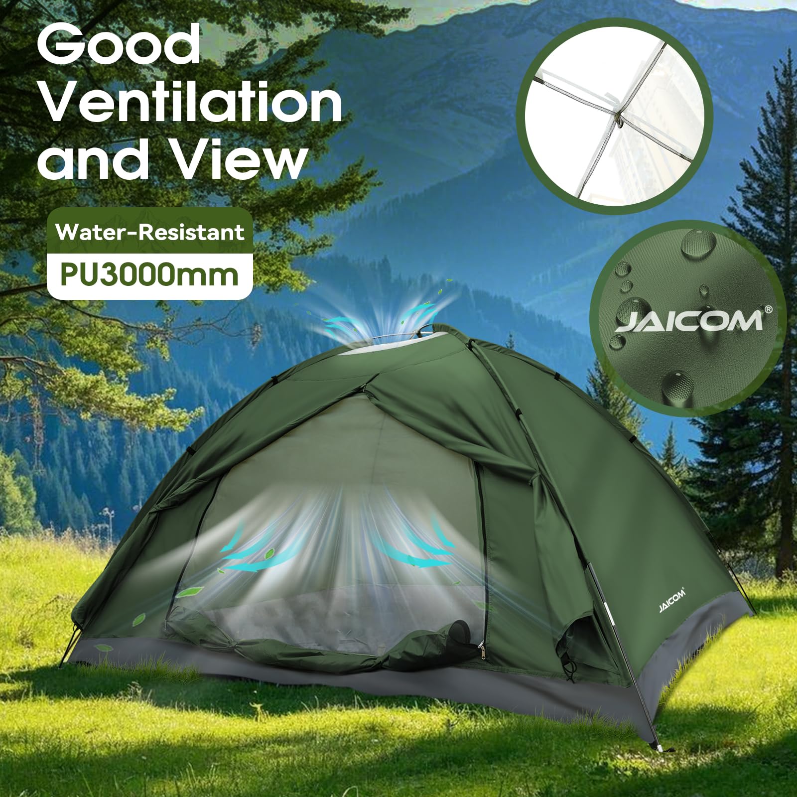 JAICOM Tenda da Campeggio per 1-4 Persone, Ultraleggera Impermeabile Tende igloo Tenda Campeggio per 3-4 Stagioni, Facile da installare, Ideale per Campeggio, Trekking, Spiaggia, Arrampicata