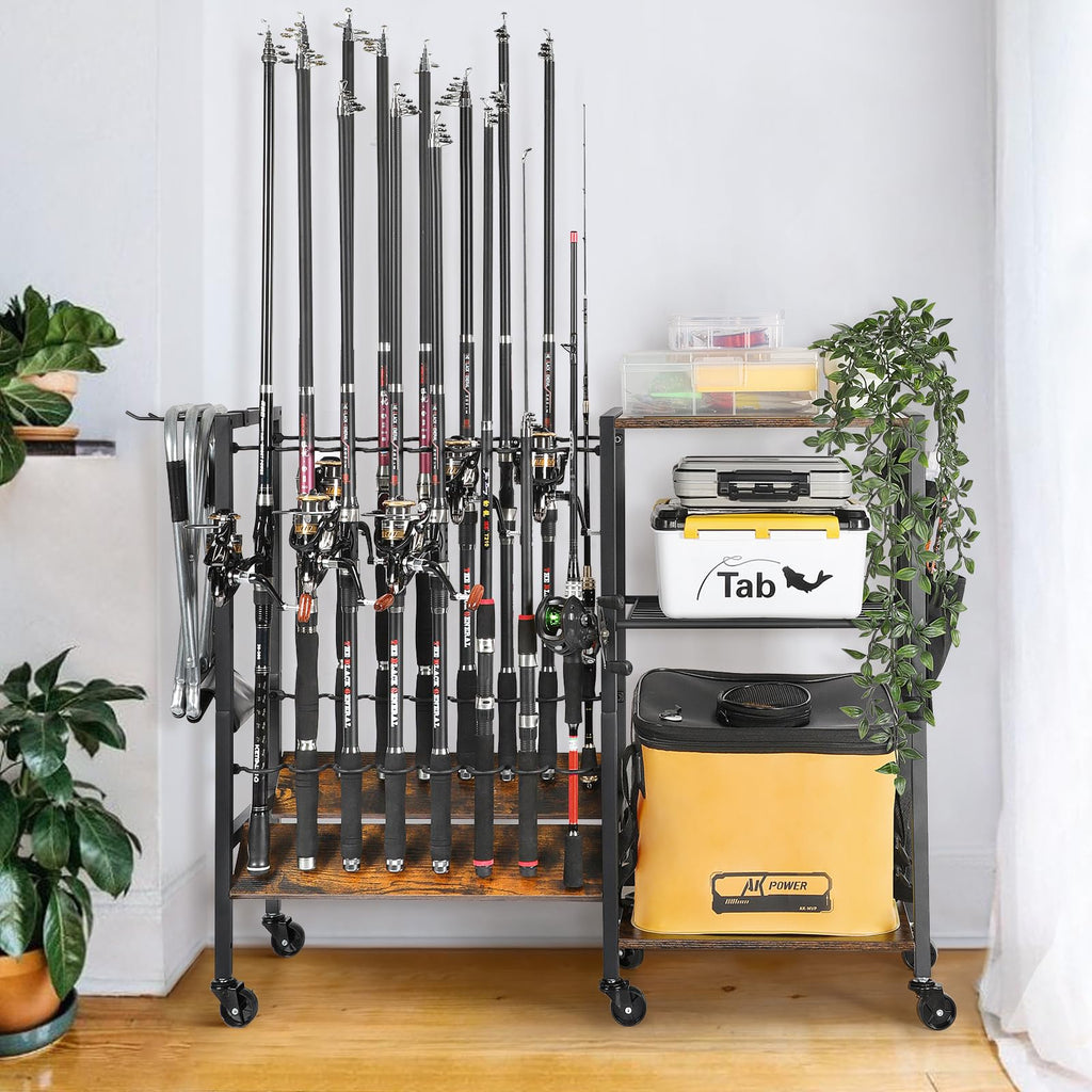 Bikoney Supporto per Canna da Pesca Accessori da Pesca Attrezzi da Pesca Organizzatori di Attrezzature da Pesca Negozio da Pesca Supporti per Canna da Pesca Carrello per Garage Casa Ingresso Angolo