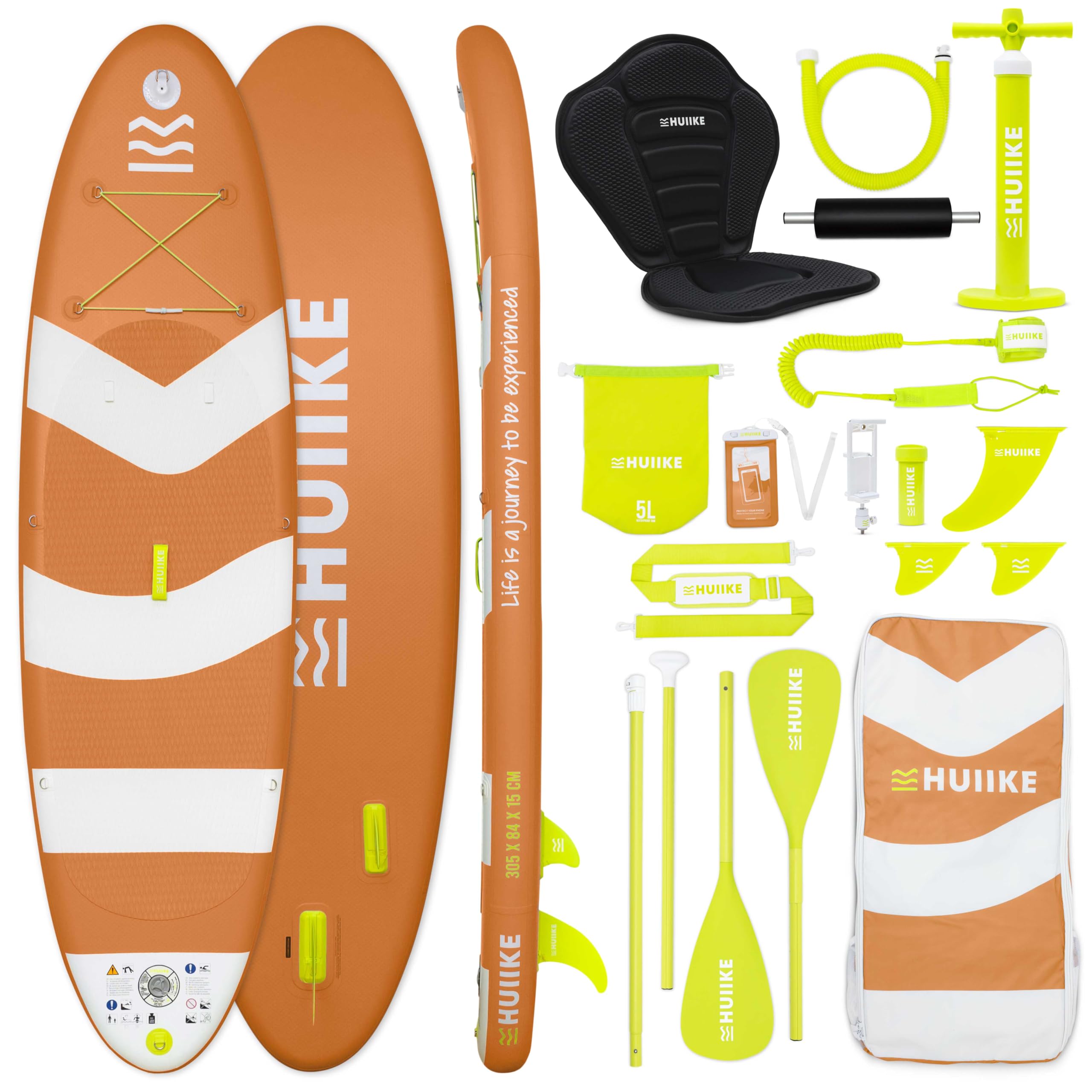HUIIKE Tavola Sup Gonfiabile Adulti con Accessori Inclusi, Pagaia, Pinne, Pompa. Stand Up Paddle Board con Grande Stabilità e Resistenza. 305 x 84 x 15 cm, Carico Massimo 130 kg