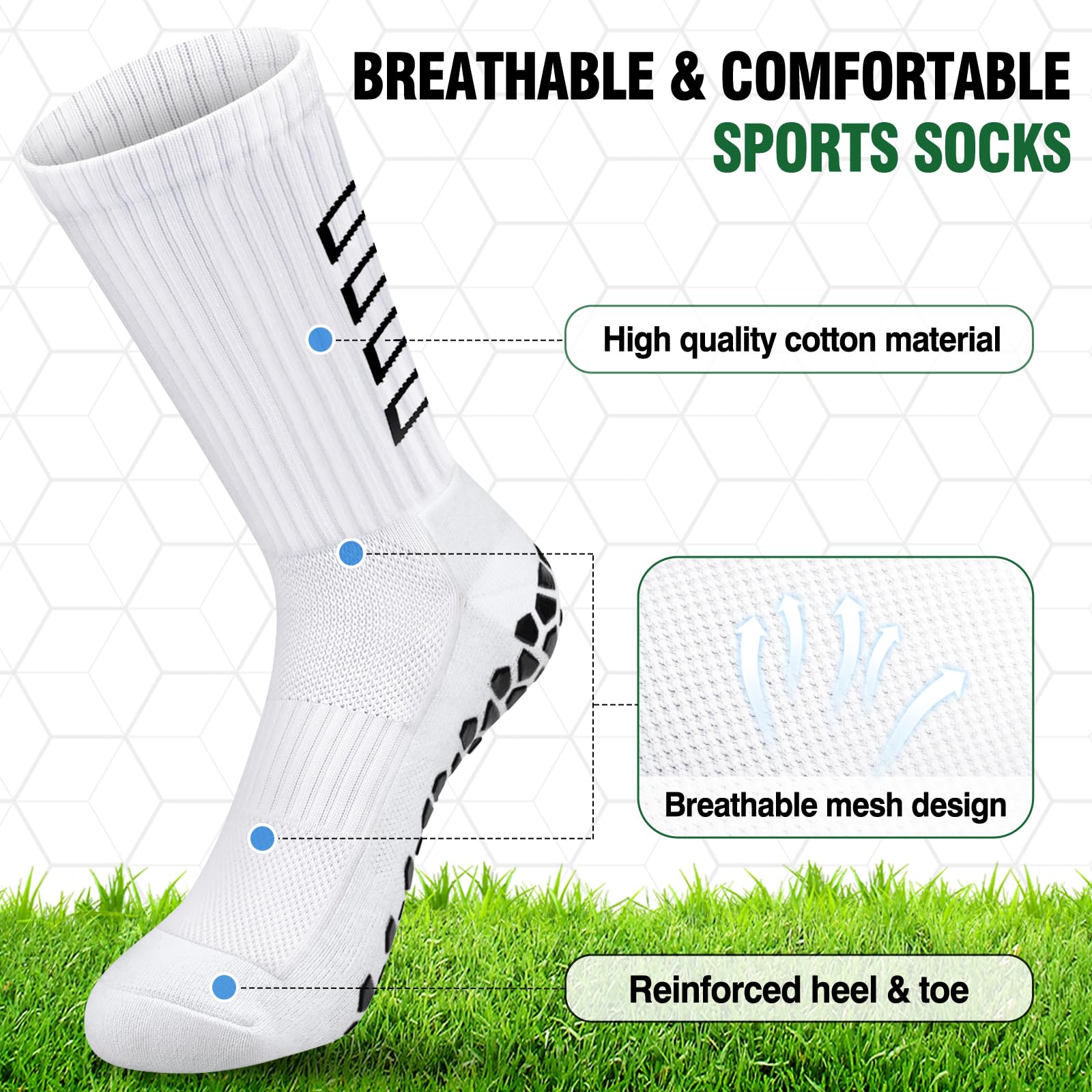 Calze Calcio Antiscivolo Uomo 37-45 Calze Antiscivolo Calcio Anti Vesciche Addensare Cotone Calzini Sportivi Donna Traspirante Calzini Grip Calcio per Ciclismo Trekking