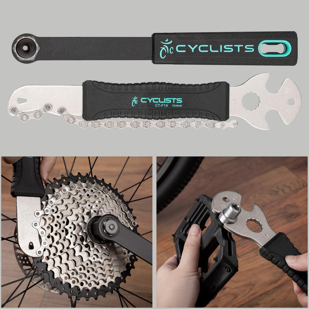 cyclists Kit di Riparazione Bici Portatile, Valigetta Attrezzi per Riparazioni Catene e Pneumatici, Set Completo di Attrezzi per Bici con Custodia per Trasporto