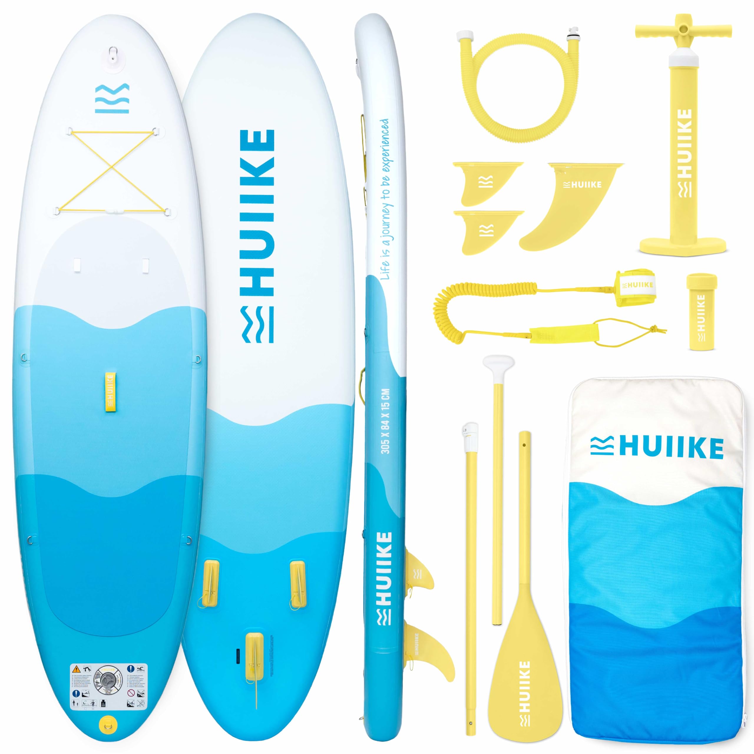 HUIIKE Tavola Sup Gonfiabile Adulti con Accessori Inclusi, Pagaia, Pinne, Pompa. Stand Up Paddle Board con Grande Stabilità e Resistenza. 305 x 84 x 15 cm, Carico Massimo 130 kg