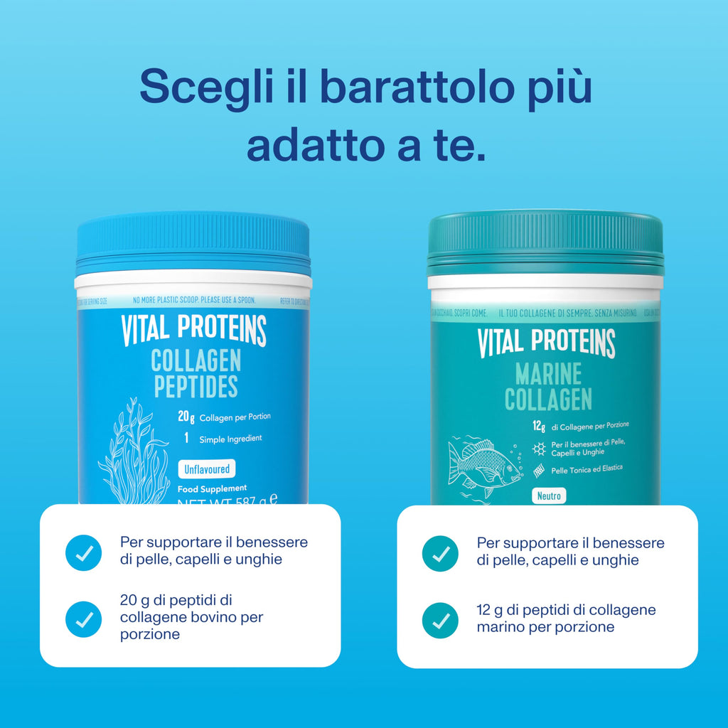 Vital Proteins Collagen Peptides Cacao, integratore collagene idrolizzato in polvere, Gusto Cacao, per pelle, capelli e unghie, 20g di peptidi di collagene bovino per porzione, 297g