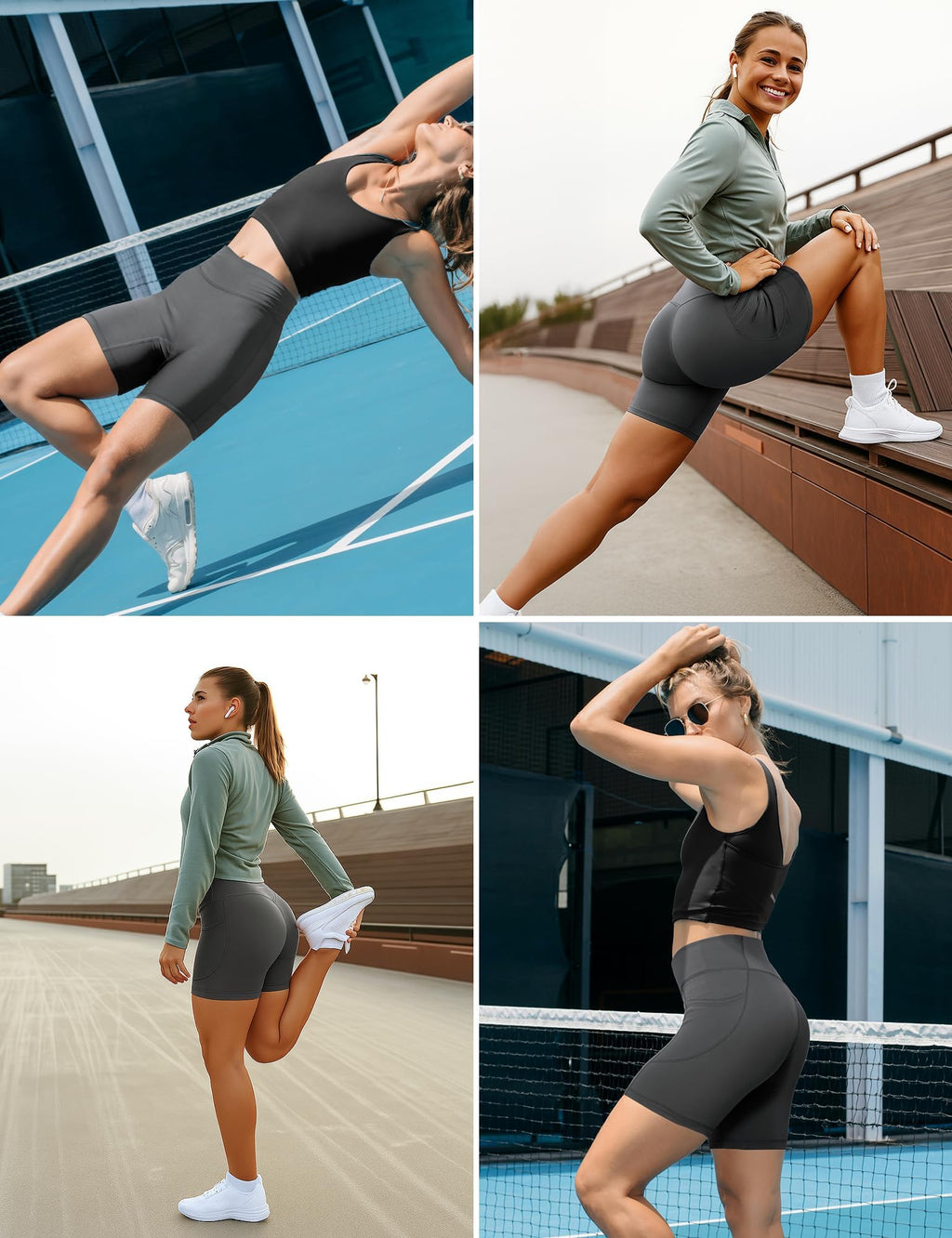 Yogaration Pantaloncini Palestra Donna, Shorts Sportivi Vita Alta con Tasche, Leggins Corti Push up Senza Cuciture per Yoga Fitness Gym Sport Estivi