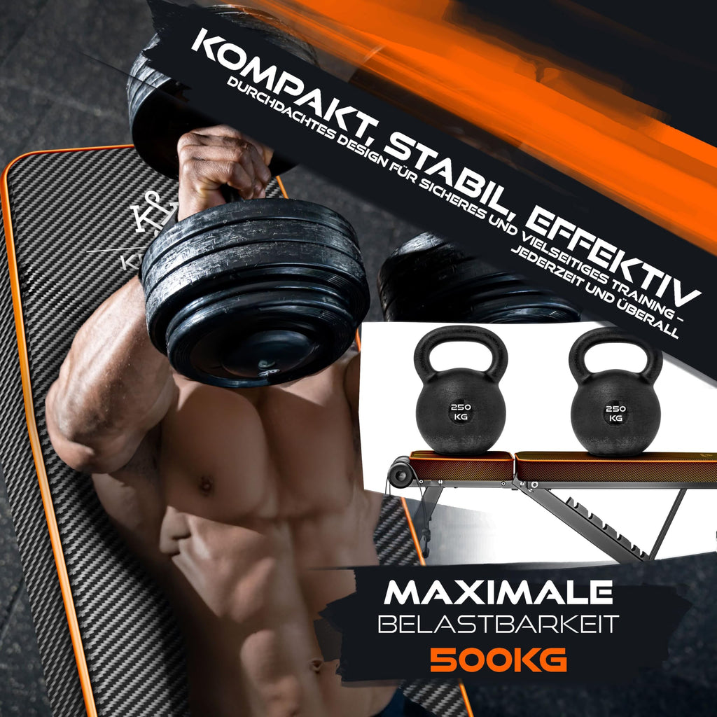 KESSER® Banc de musculation pliable multifonction avec dossier, supporte jusqu'à 500 kg, pour le fitness et l'entraînement