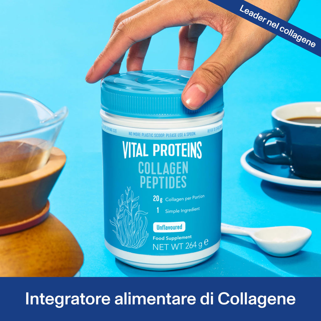 Vital Proteins Collagen Peptides Cacao, integratore collagene idrolizzato in polvere, Gusto Cacao, per pelle, capelli e unghie, 20g di peptidi di collagene bovino per porzione, 297g