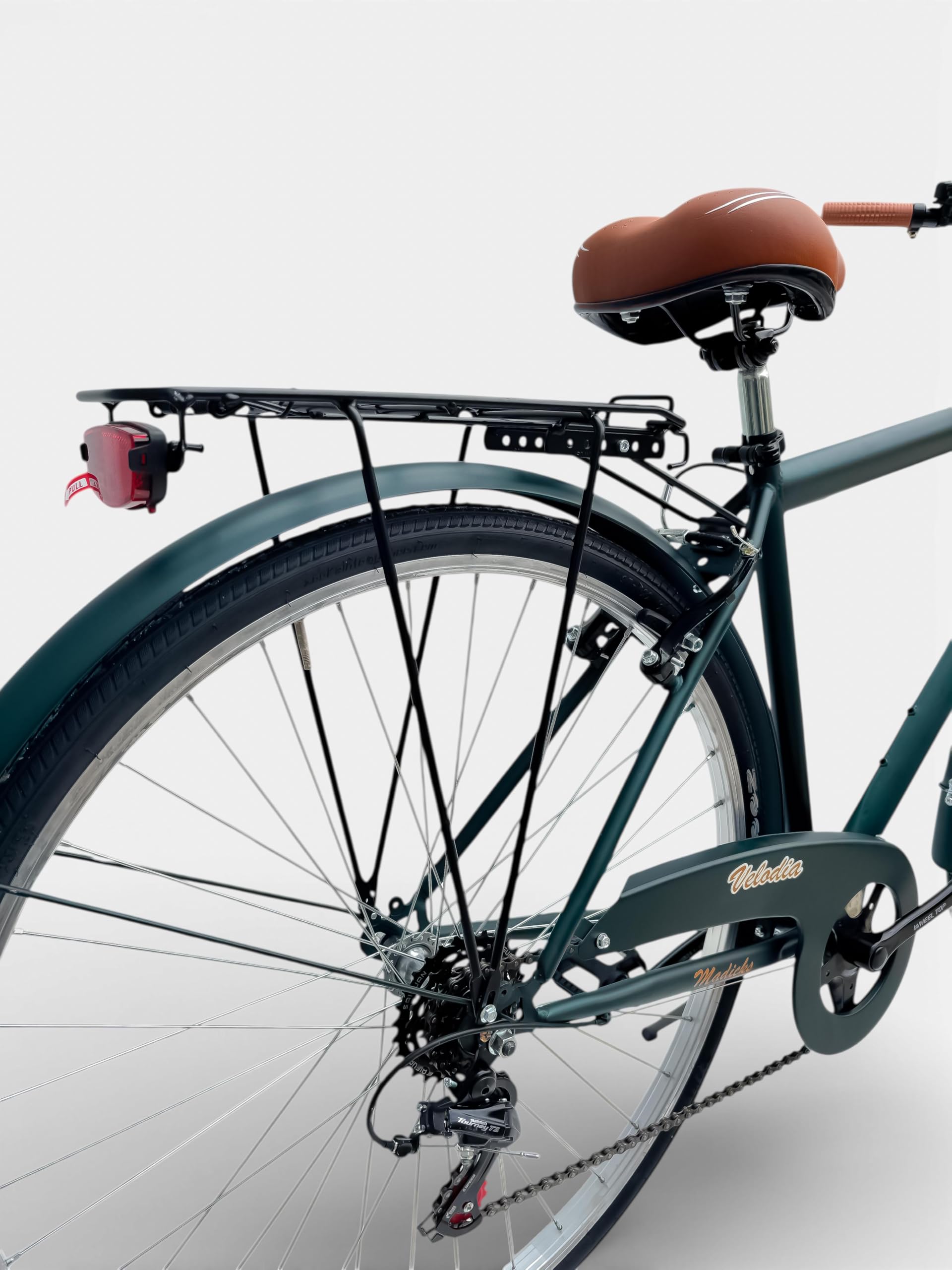 Bicicletta Uomo 28" Passeggio Verde Vintage Velodia Bici da Città con Cambio Shimano · Comoda e Robusta · Perfetta per Spostamenti Quotidiani e Tempo Libero · Stile Retrò