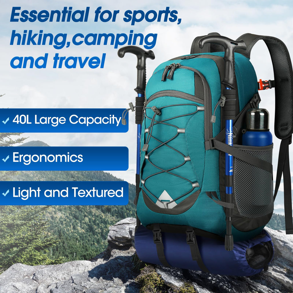 IGOLUMON Zaino Trekking 40 Litri, Zaino Ultraleggero Pieghevole, Impermeabile Zaino da Viaggio per Uomo/Donna, Zaino da Trekking con Strisce Riflettenti, Zaino Montagna per Escursionismo Campeggio