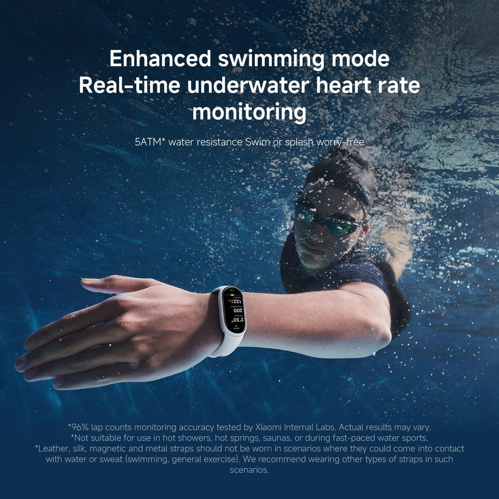 Xiaomi Smart Band 10 (Fitness Tracker), 1.72" AMOLED display, multimateriale, autonomia 21gg, ricarica rapida,150+sport, monitoraggio benessere e sonno, HyperOS 2.0, resistente 5ATM, Compass, Argento
