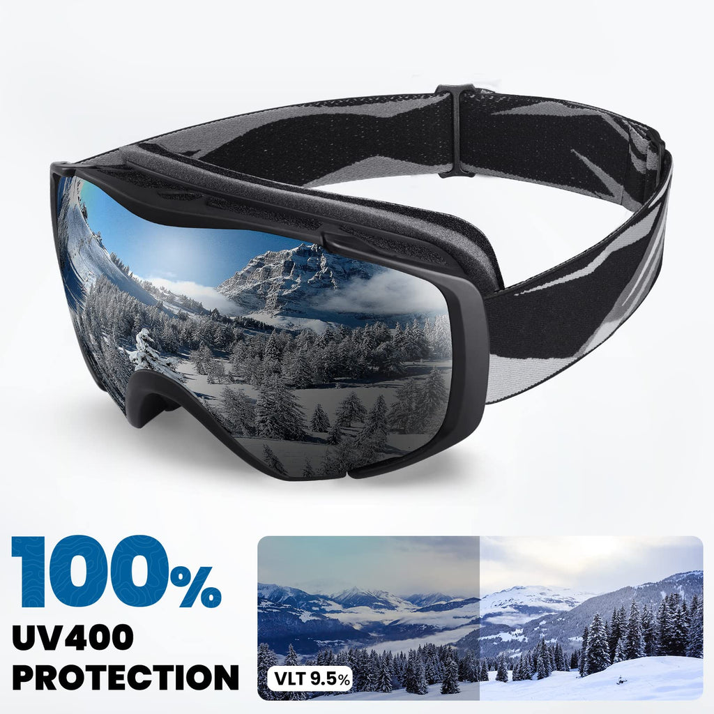 OutdoorMaster Maschera Sci Modello Classic OTG - Lenti Anti-Appannamento e Protezione UV400 - Compatibile con Casco e Occhiali da Vista