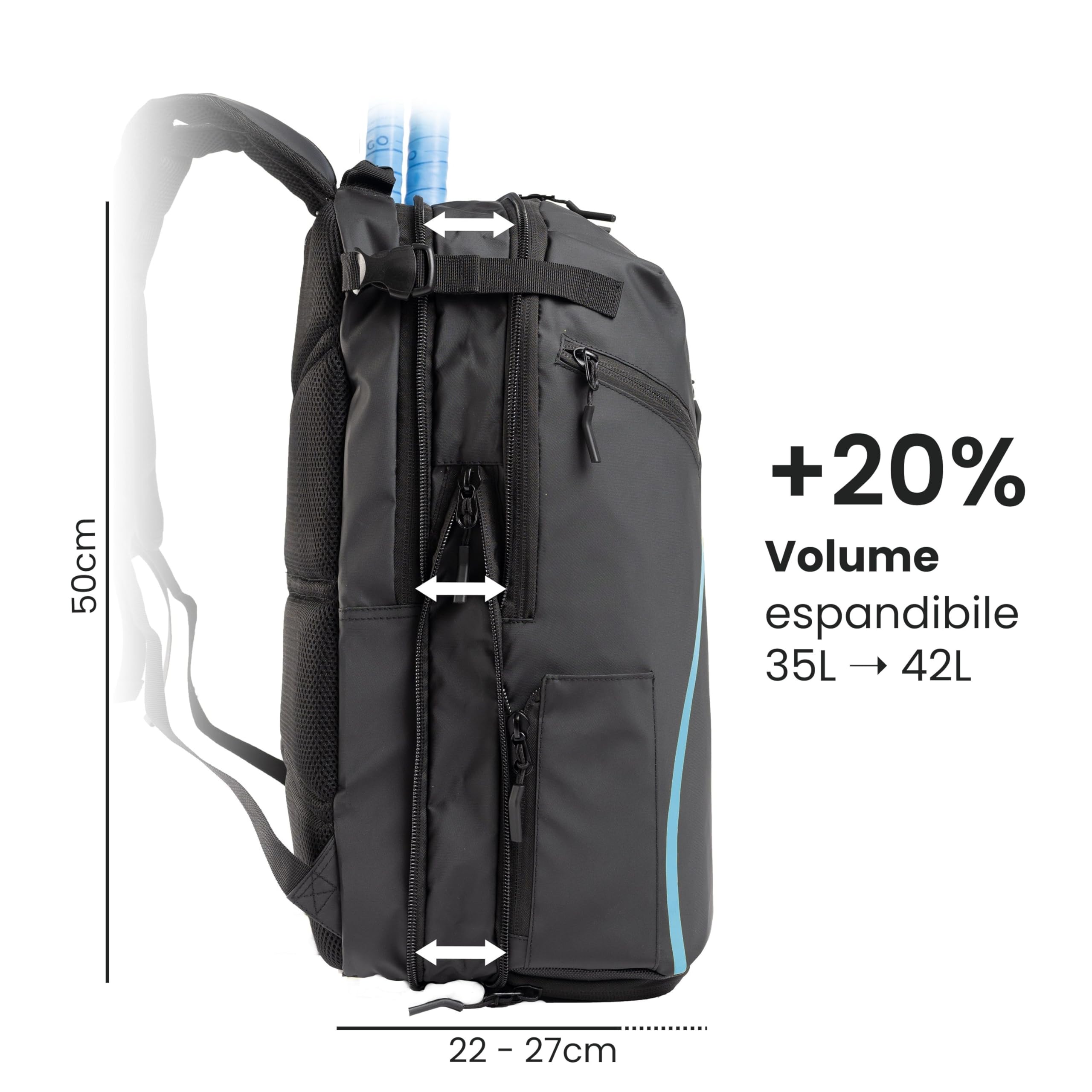 Otaro Zaino Tennis | Zaino con porta scarpe, scomparto per laptop e scomparto per 2 racchette | Zaino sportivo | Porta racchetta tennis | Borsa tennis con copertura antipioggia e sacca per biancheria