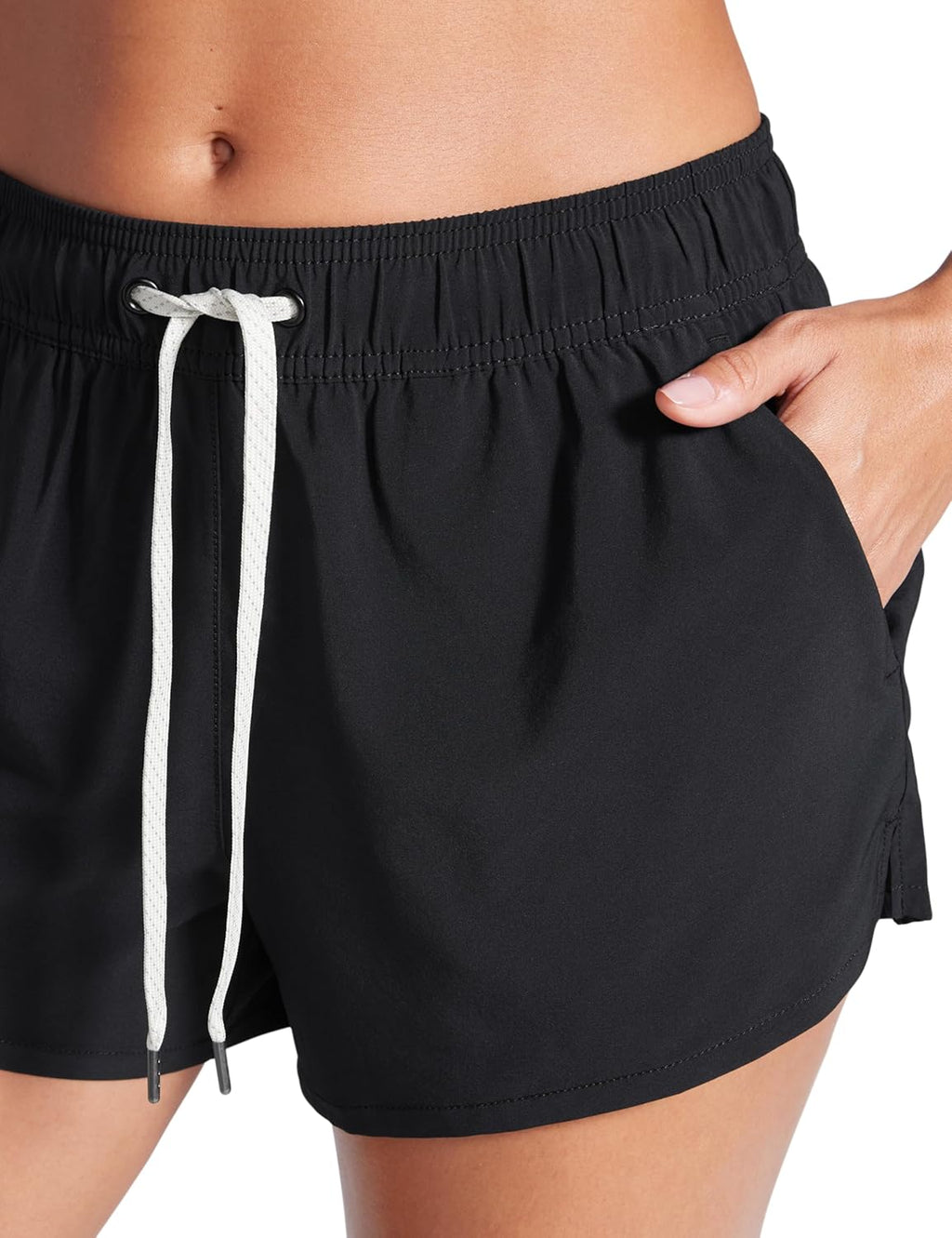 CRZ YOGA Donna 3” Vita Media Nuoto Pantaloncini Spacchetti Laterali Costume da Bagno Asciugatura Rapida con Fodera Tasche