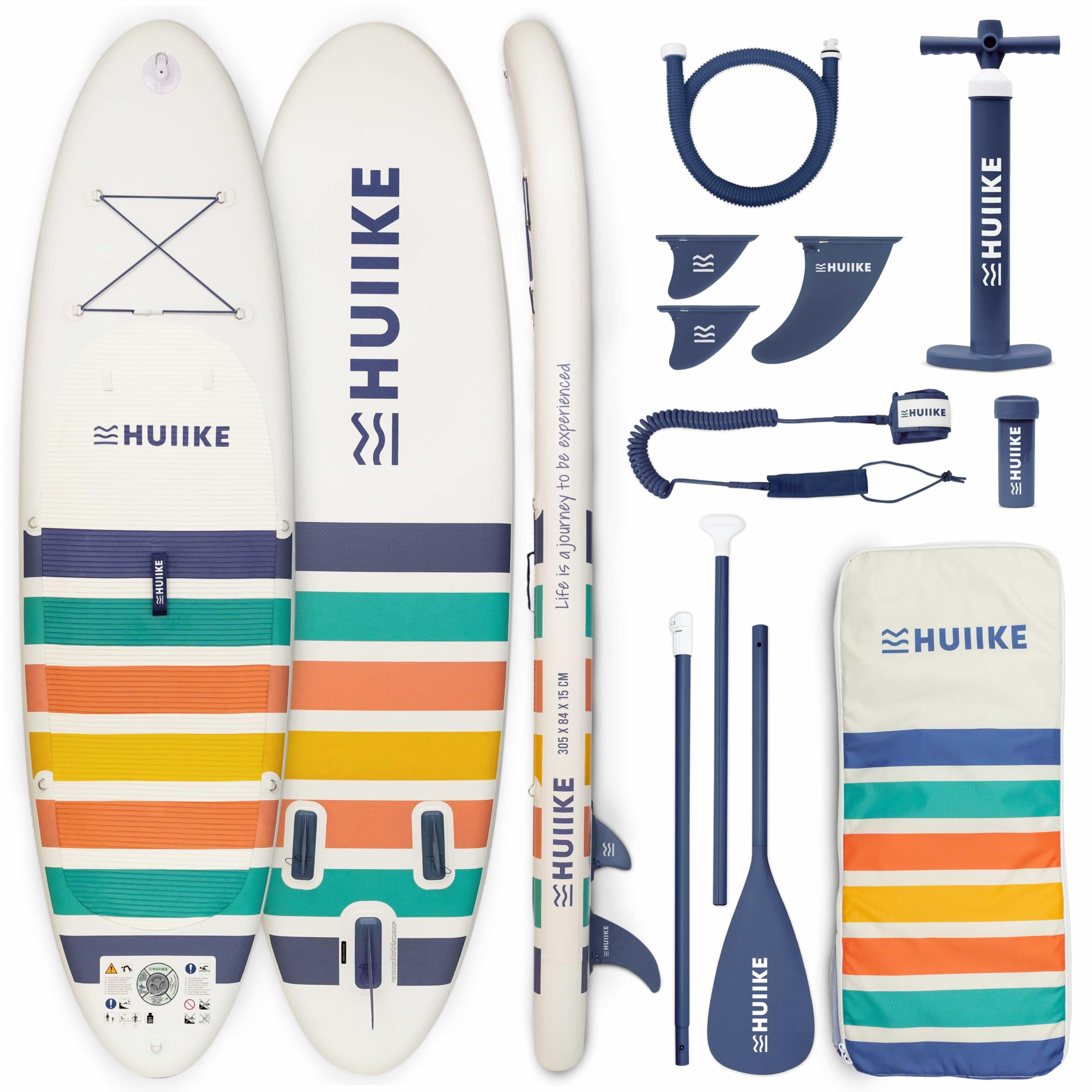 HUIIKE Tavola Sup Gonfiabile Adulti con Accessori Inclusi, Pagaia, Pinne, Pompa. Stand Up Paddle Board con Grande Stabilità e Resistenza. 305 x 84 x 15 cm, Carico Massimo 130 kg