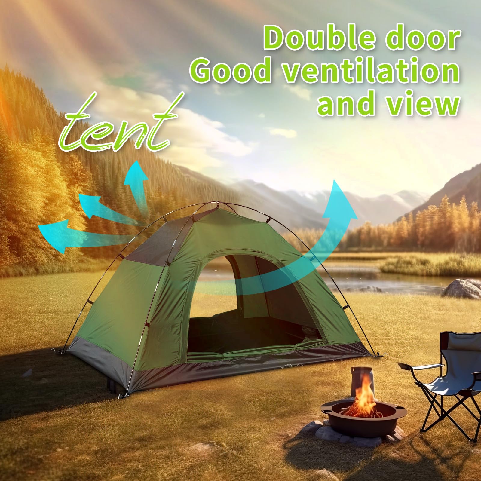 JAICOM Tenda Campeggio, Tenda Ultraleggera 3-4 Stagioni, Anti UV e Impermeabile, Ventilazione a Doppia Porta, Facile da Installare,Ideale per Campeggio, Backpacking, Attività di Vacanza e Famiglie