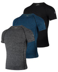 AMZSPORT Maglietta a Compressione da Uomo, a Maniche Corte, Funzionale, Cool Dry, per Allenamento e Corsa