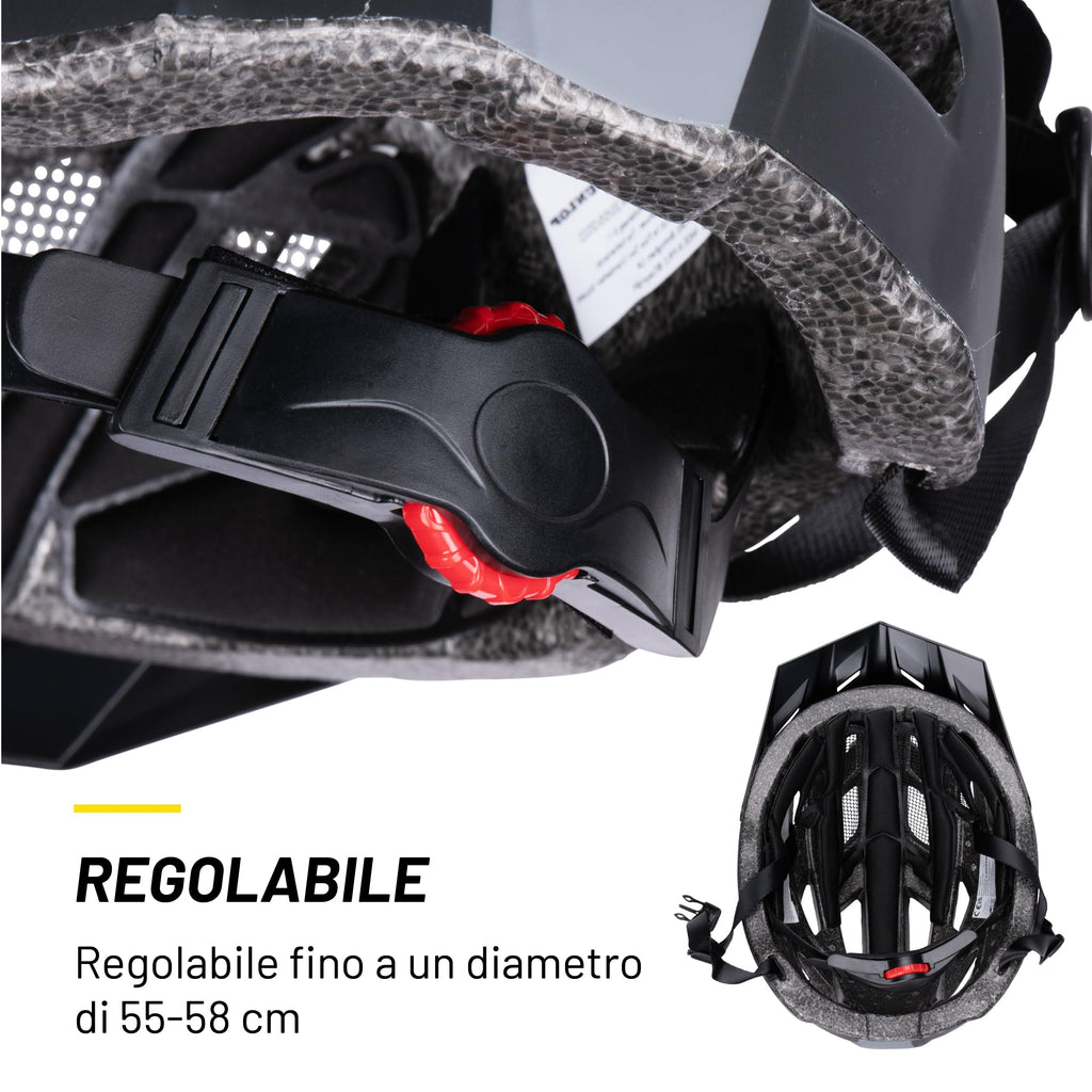 Dunlop Casco da bicicletta con luce - Casco da bicicletta per uomo e donna - Regolabile da 55 a 58 cm - Misura del casco da bicicletta - con illuminazione a LED - 3 modalità di luce - Nero