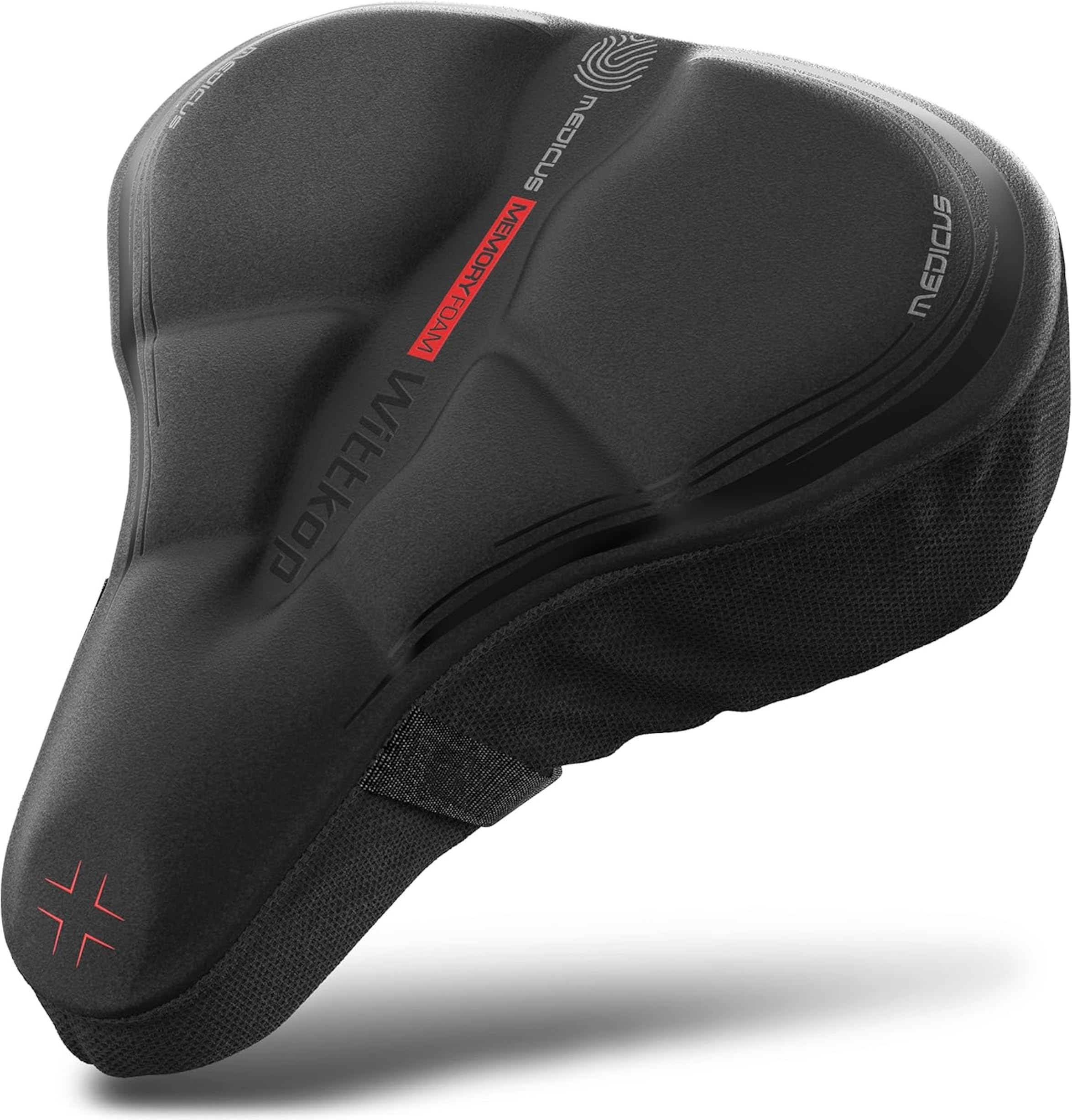 WITTKOP Cuscino per sella da bici in memory foam confortevole I Coprisella da bici per uomo e donna con design ergonomico a 3 zone