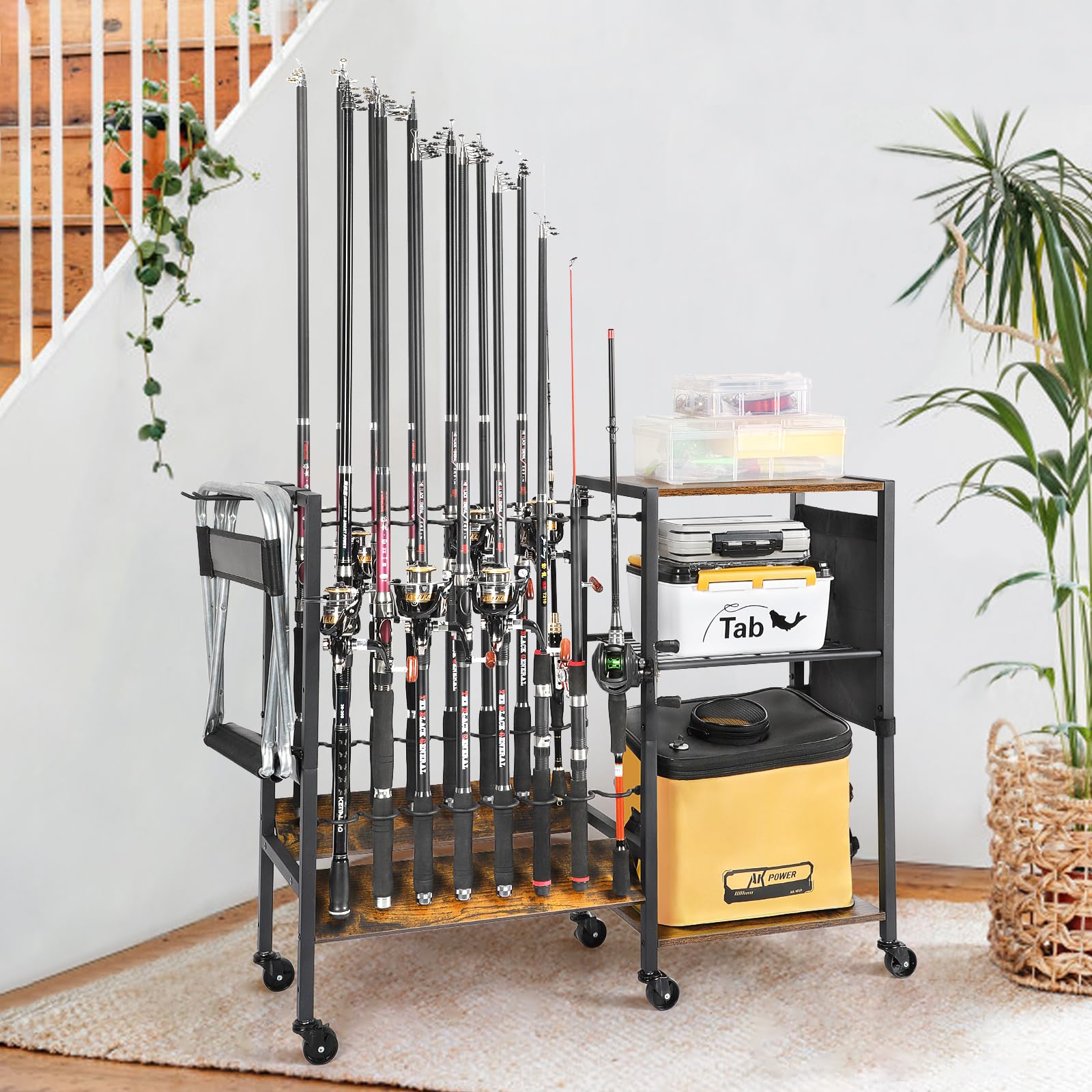 Bikoney Supporto per Canna da Pesca Accessori da Pesca Attrezzi da Pesca Organizzatori di Attrezzature da Pesca Negozio da Pesca Supporti per Canna da Pesca Carrello per Garage Casa Ingresso Angolo