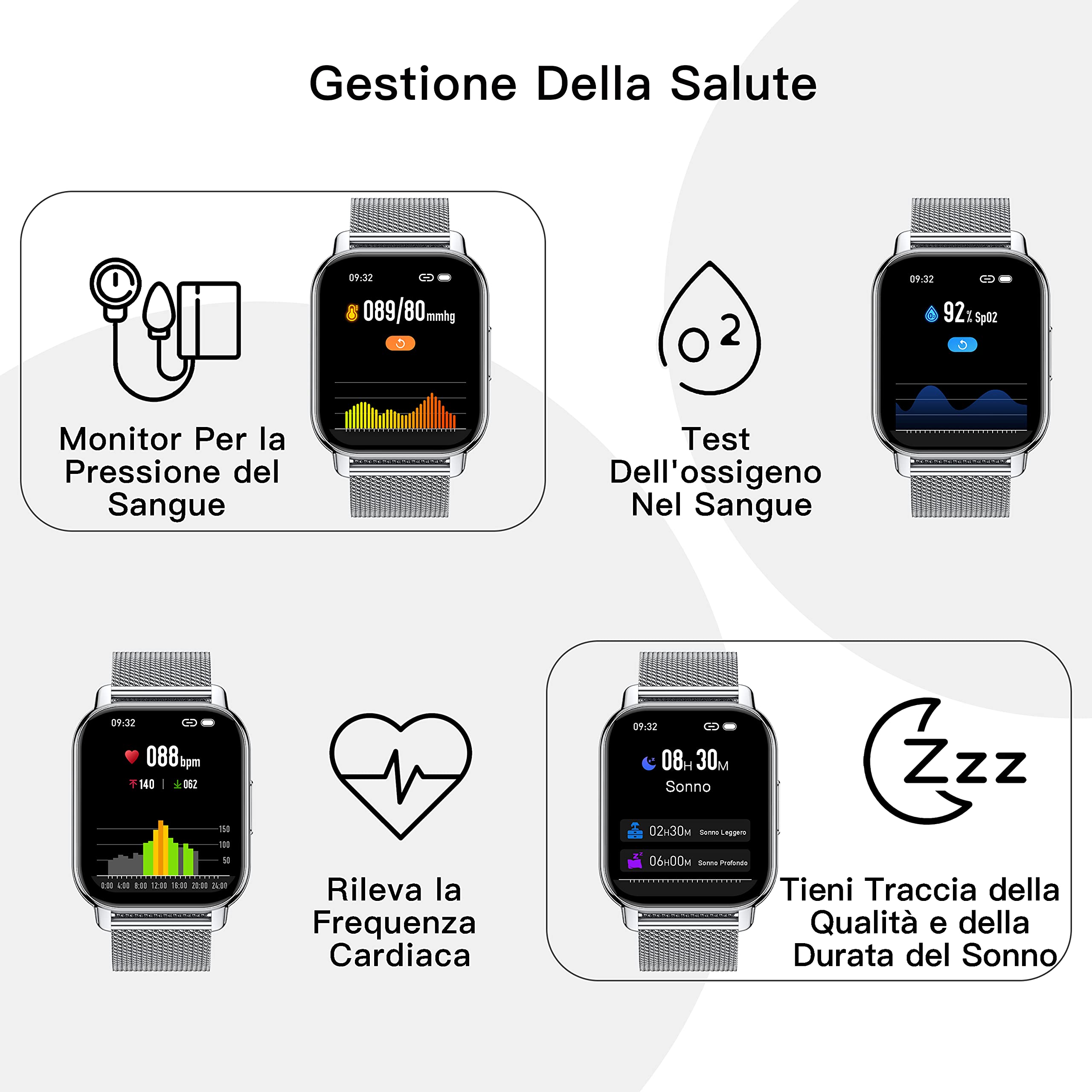 Popglory Smartwatch Uomo Donna Chiamate e Whatsapp, AI Orologio Contapassi 100+ Sports, Assistente, Salute 24/7, Pressione Sanguigna, Cardiofrequenzimetro, SpO2 Sonno, 2 Cinturini per Android iOS