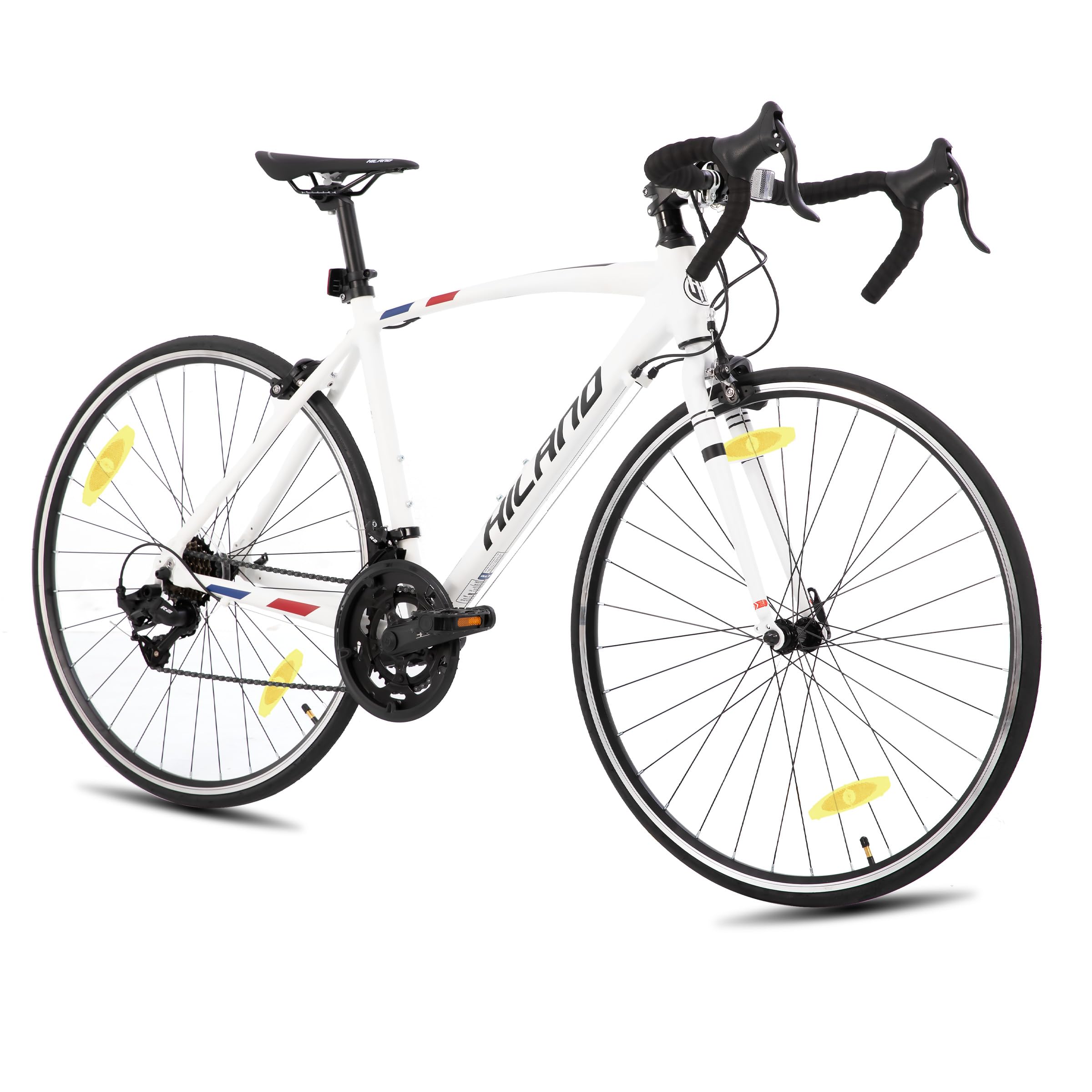 HILAND Alliance Bici da Strada 28”, 14 Velocità, Telaio in Alluminio da 49/53/57 cm, 700C Bicicletta da Città e da Pendolare per Uomo e Donna, Nero/Bianco