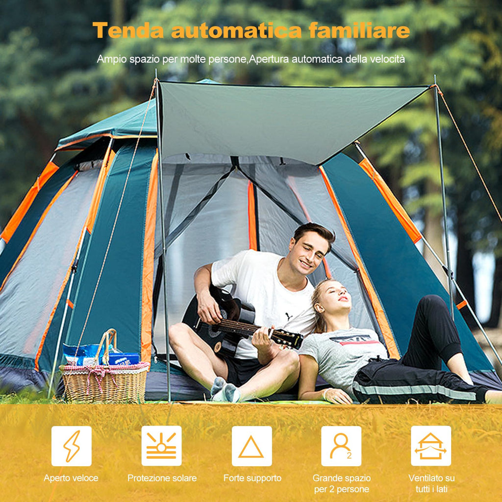 Ergocar Tenda Campeggio Pop Up 3-4 Persone Ultra-Leggero Tenda Impermeabile Antivento a Cupola Leggera con Veranda per Campeggio Escursioni Arrampicata