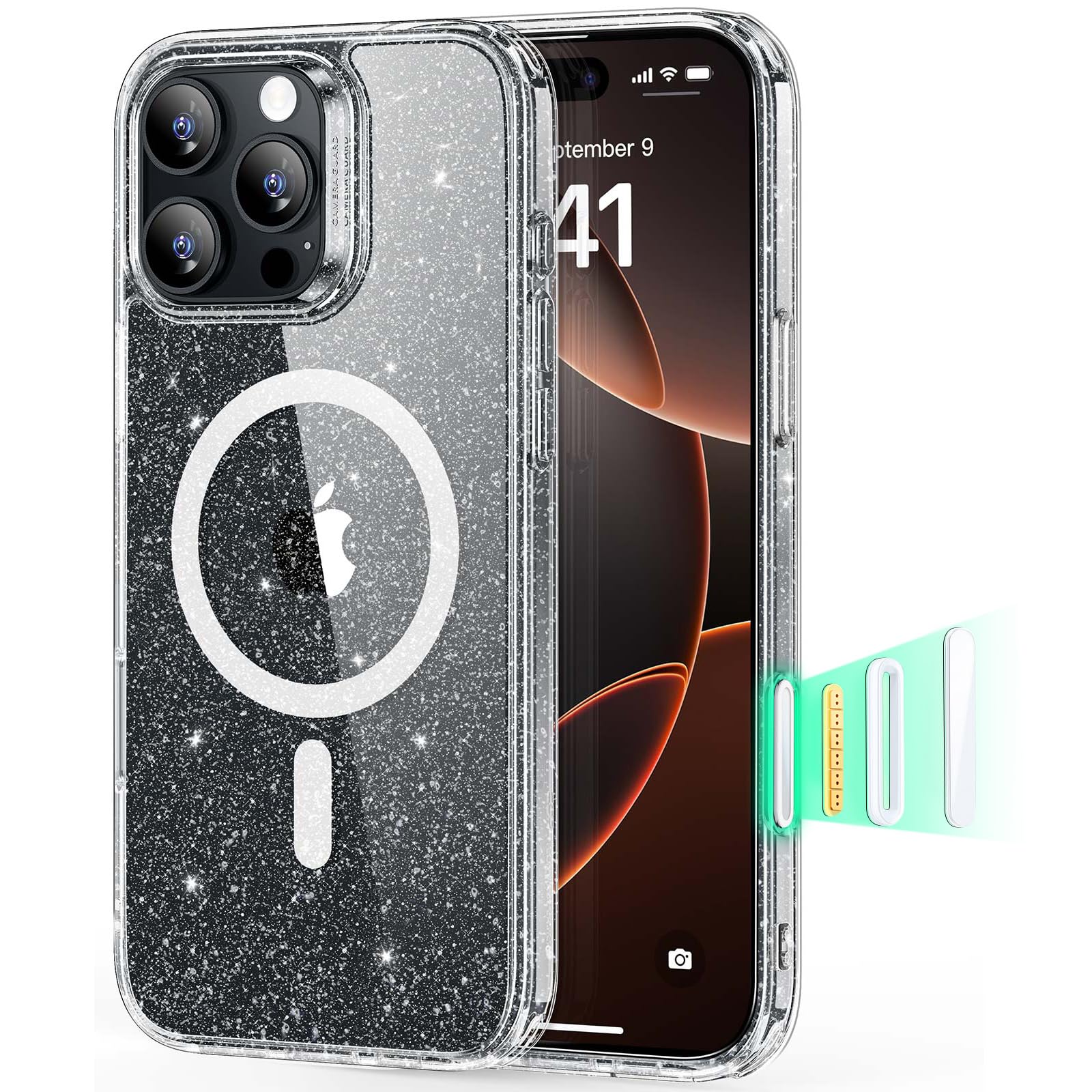 ESR Cover per iPhone 17 Pro Max, Custodia per controllo della fotocamera, Compatibile con MagSafe, Protezione antiurto di livello militare, Angoli Air Guard ammortizzanti, Trasparente