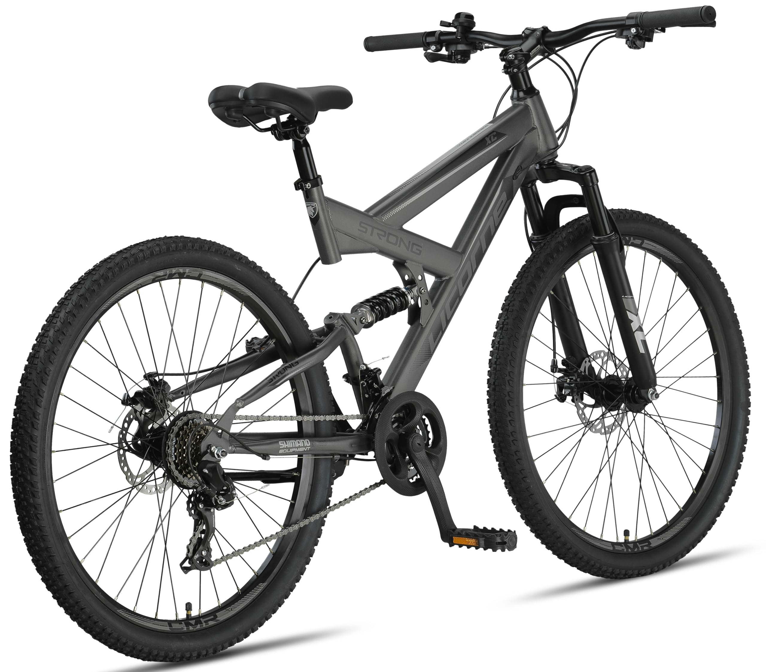 Licorne Bike - VTT Premium Strong 2D 26, 27,5 et 29 pouces, vélo avec freins à disque avant et arrière, 21 vitesses, tout suspendu