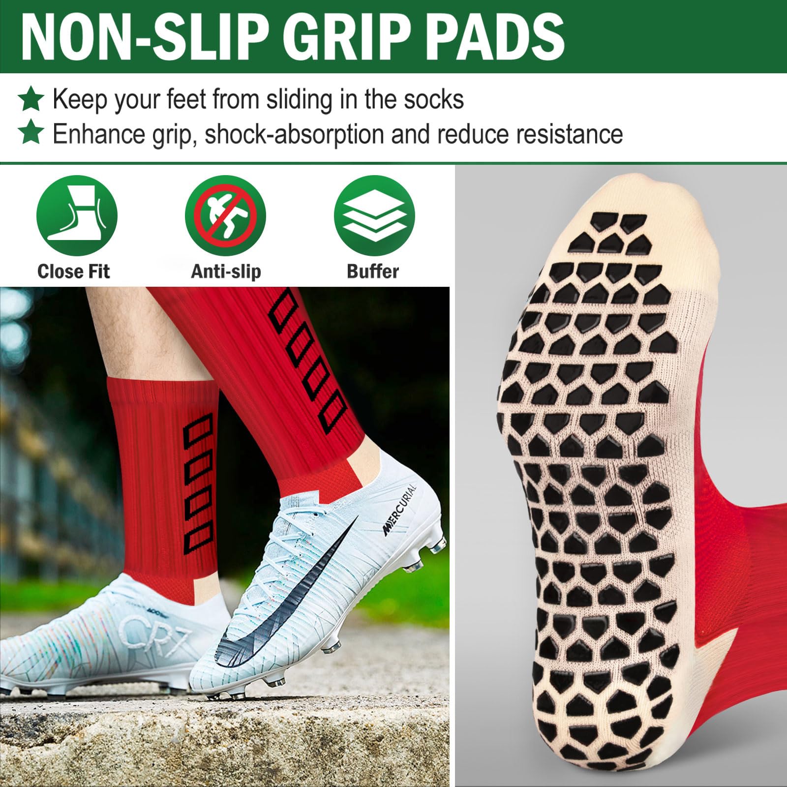 Calze Calcio Antiscivolo Uomo 37-45 Calze Antiscivolo Calcio Anti Vesciche Addensare Cotone Calzini Sportivi Donna Traspirante Calzini Grip Calcio per Ciclismo Trekking