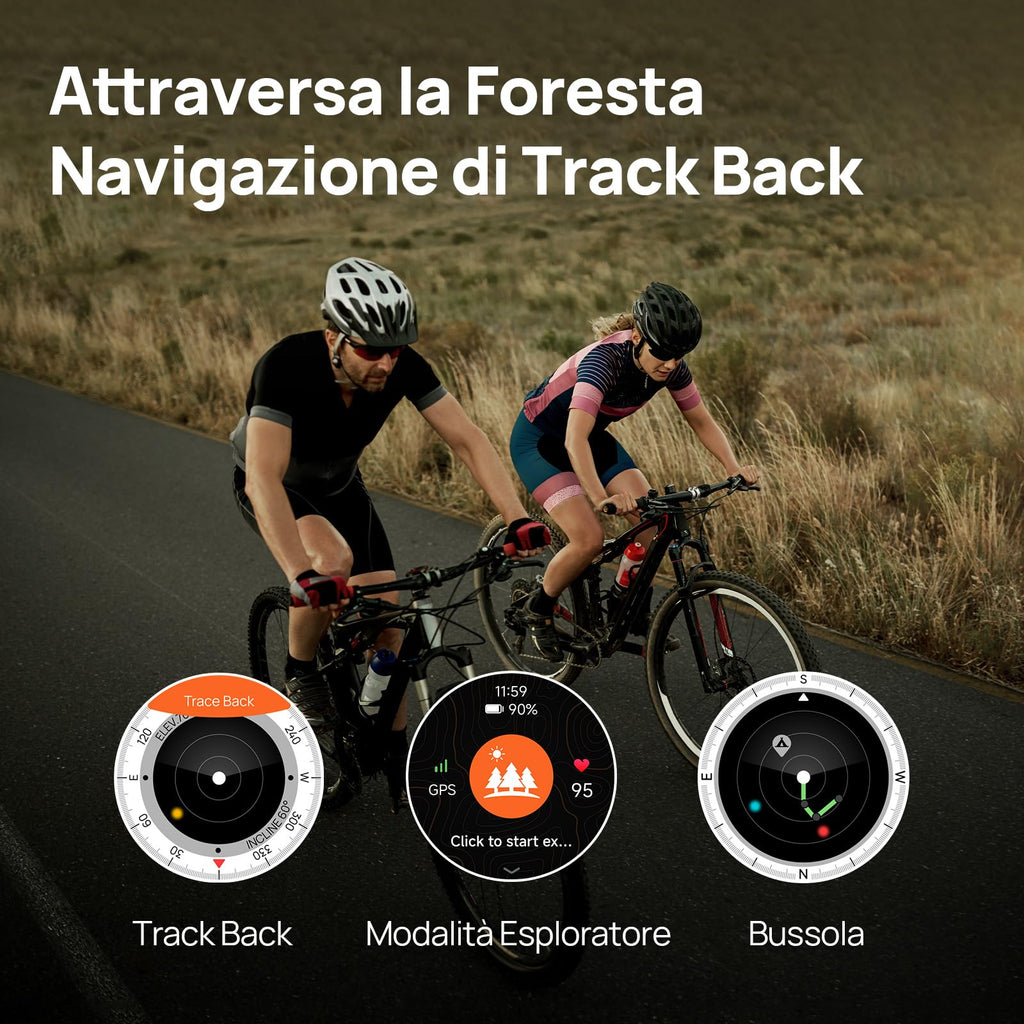 Mibro GS Explorer S Orologio Smartwatch uomo Militare GPS Outdoor con 1,32" AMOLED,Bi-Band GNSS,10 ATM,20 Giorni di Autonomia,Chiamate Bluetooth, Cardio e VO2max,2 Cinturini, per Android e iOS