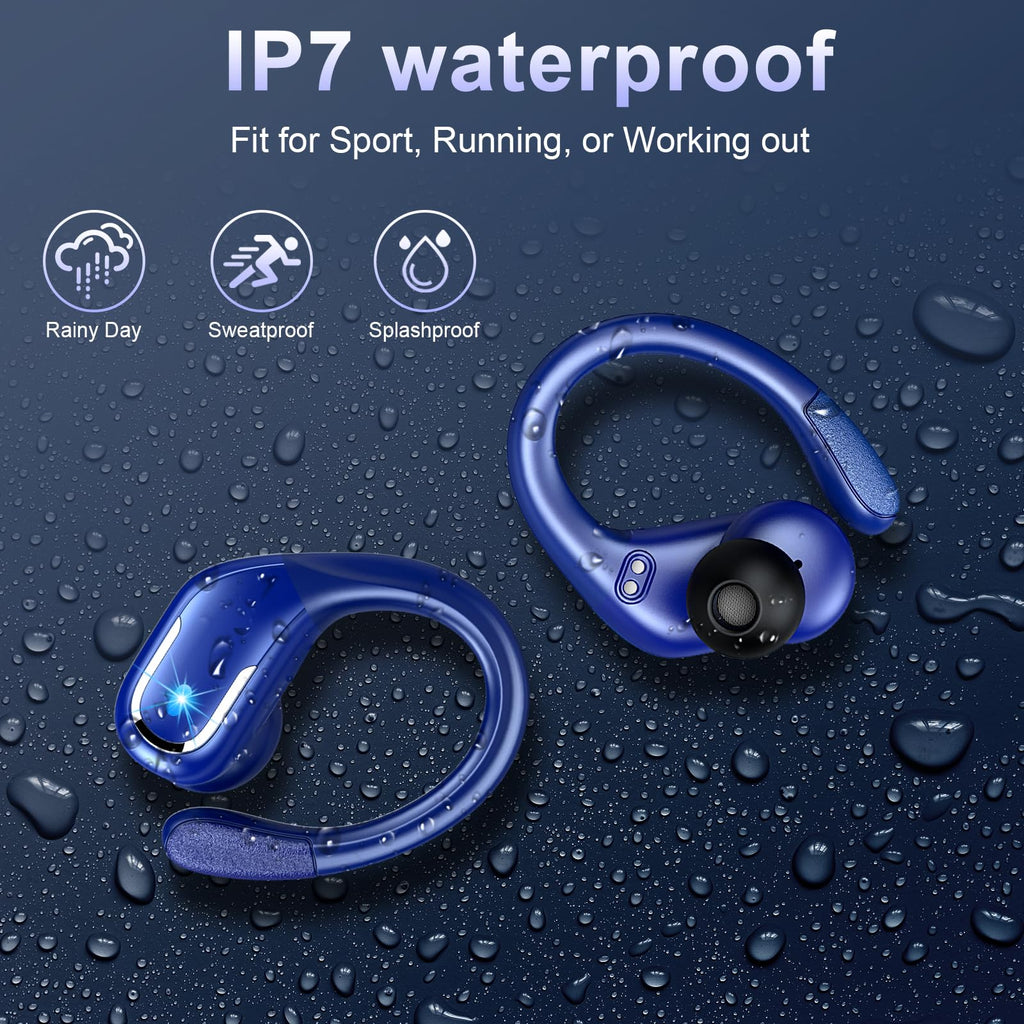 Cuffie Bluetooth 5.4 Sport, Auricolari Bluetooth 75 Ore HiFi Stereo,Cuffie Wireless Impermeabili IPX8,4 ENC Cancellazione Rumore Mic,Con Display a LED, Headphones Per Corsa e Sport Estremi, USB-C