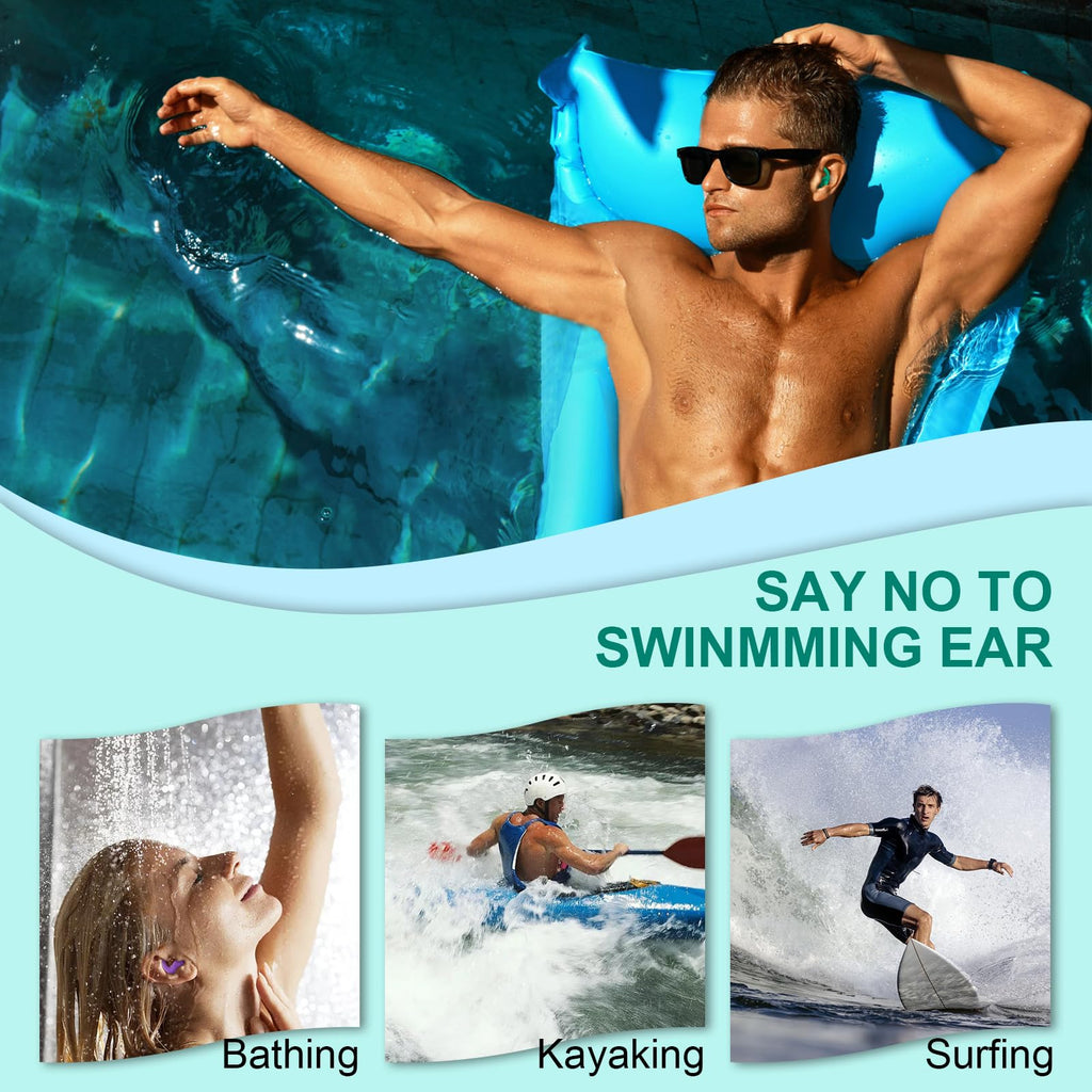 Tappi per le Orecchie da Nuoto per Adulti, 4 Paia Tappi Auricolari Impermeabili Riutilizzabili in Silicone con Cavo Rimovibile, Perfetti per Nuoto, Doccia, Surf e Altri Sport Acquatici