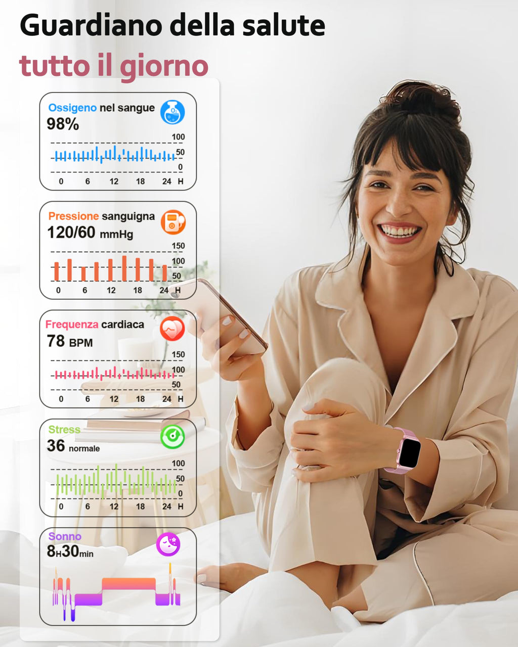 Popglory Smartwatch Uomo Donna Chiamate e Whatsapp, AI Orologio Contapassi 100+ Sports, Assistente, Salute 24/7, Pressione Sanguigna, Cardiofrequenzimetro, SpO2 Sonno, 2 Cinturini per Android iOS