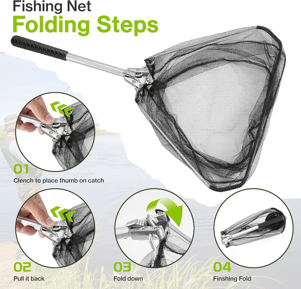Lomffy Canna da Pesca e Mulinello Combo Set, 1.8M Kit di Esche da Pesca e Borsa con Rete Set Combinato Canna da Pesca Telescopica e Mulinello con Linea Borsa da Trasporto per Acqua Dolce Acqua Salata