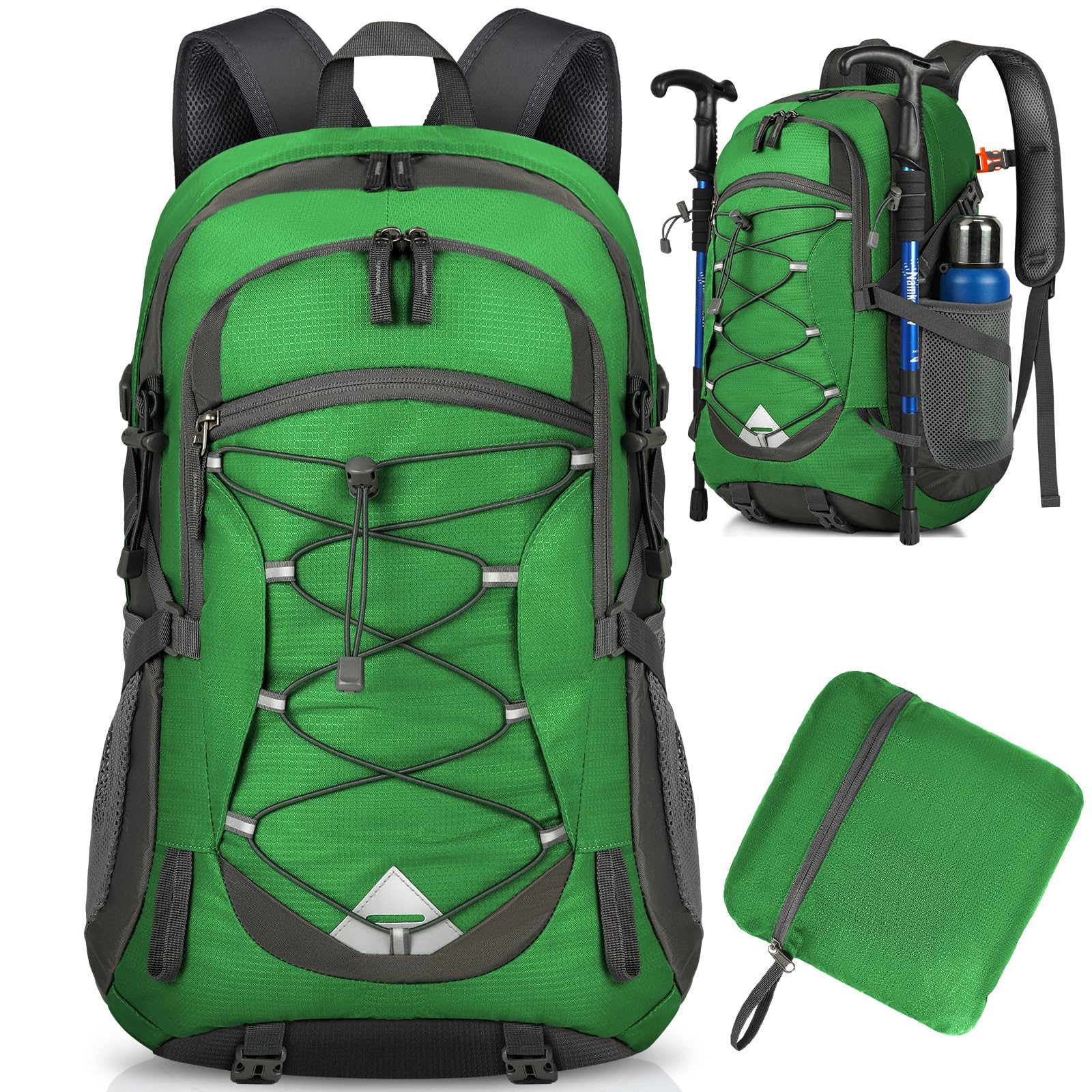 IGOLUMON Zaino Trekking 40 Litri, Zaino Ultraleggero Pieghevole, Impermeabile Zaino da Viaggio per Uomo/Donna, Zaino da Trekking con Strisce Riflettenti, Zaino Montagna per Escursionismo Campeggio