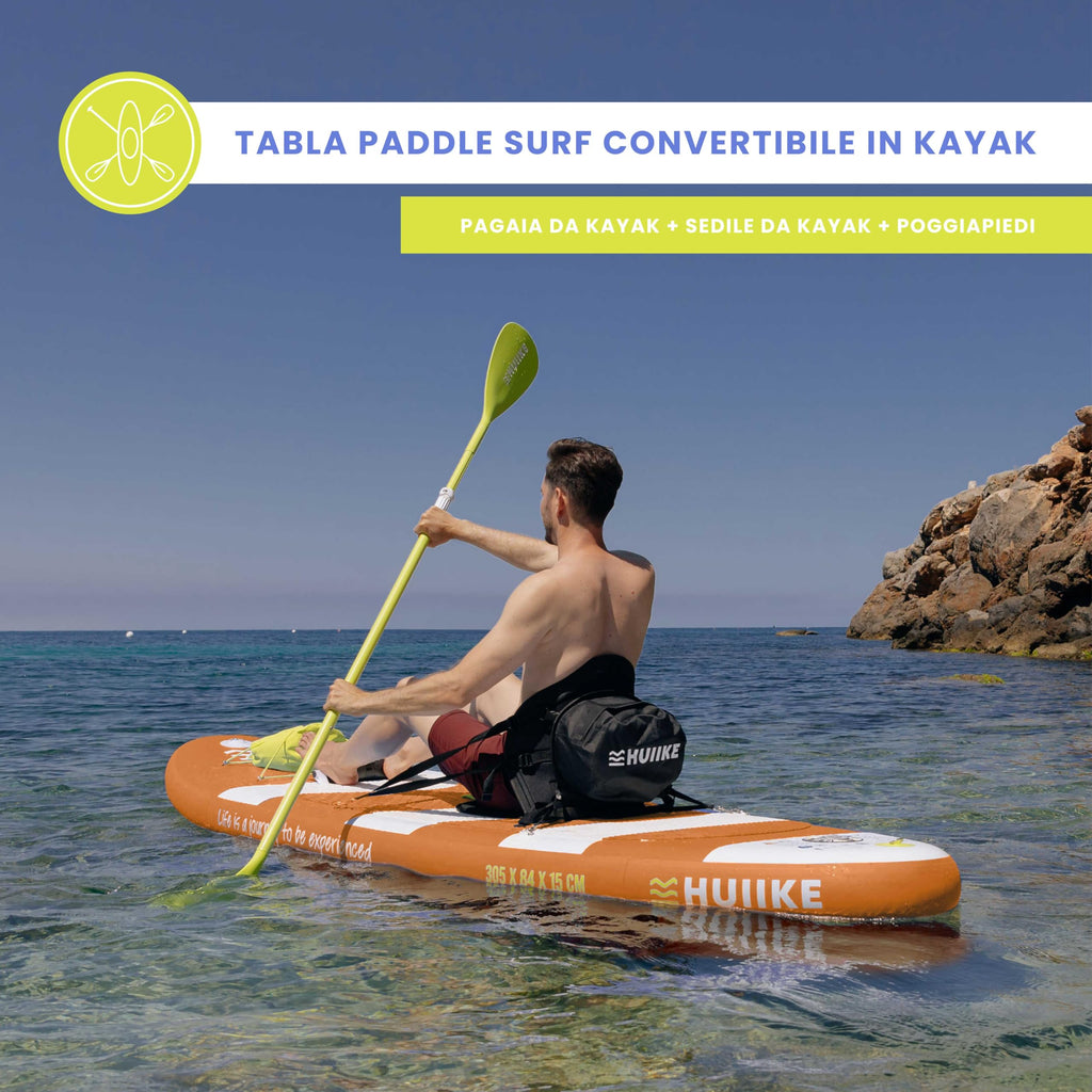 HUIIKE Tavola Sup Gonfiabile Adulti con Accessori Inclusi, Pagaia, Pinne, Pompa. Stand Up Paddle Board con Grande Stabilità e Resistenza. 305 x 84 x 15 cm, Carico Massimo 130 kg