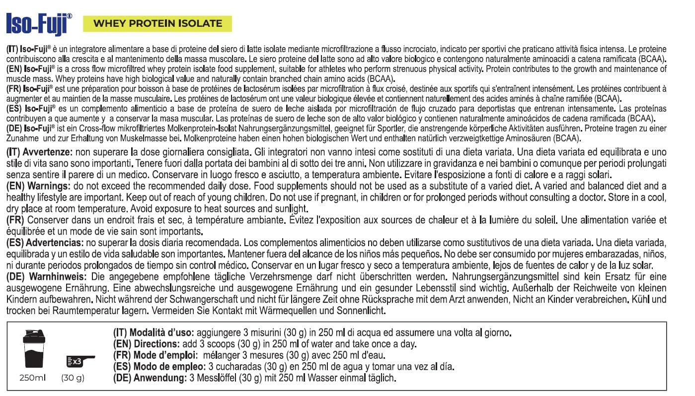 YAMAMOTO NUTRITION Iso-FUJI 700 grammi, 100% proteine del siero di latte isolate di qualità Volactive® UltraWhey XP, altissimo contenuto proteico e adatte ad ogni momento