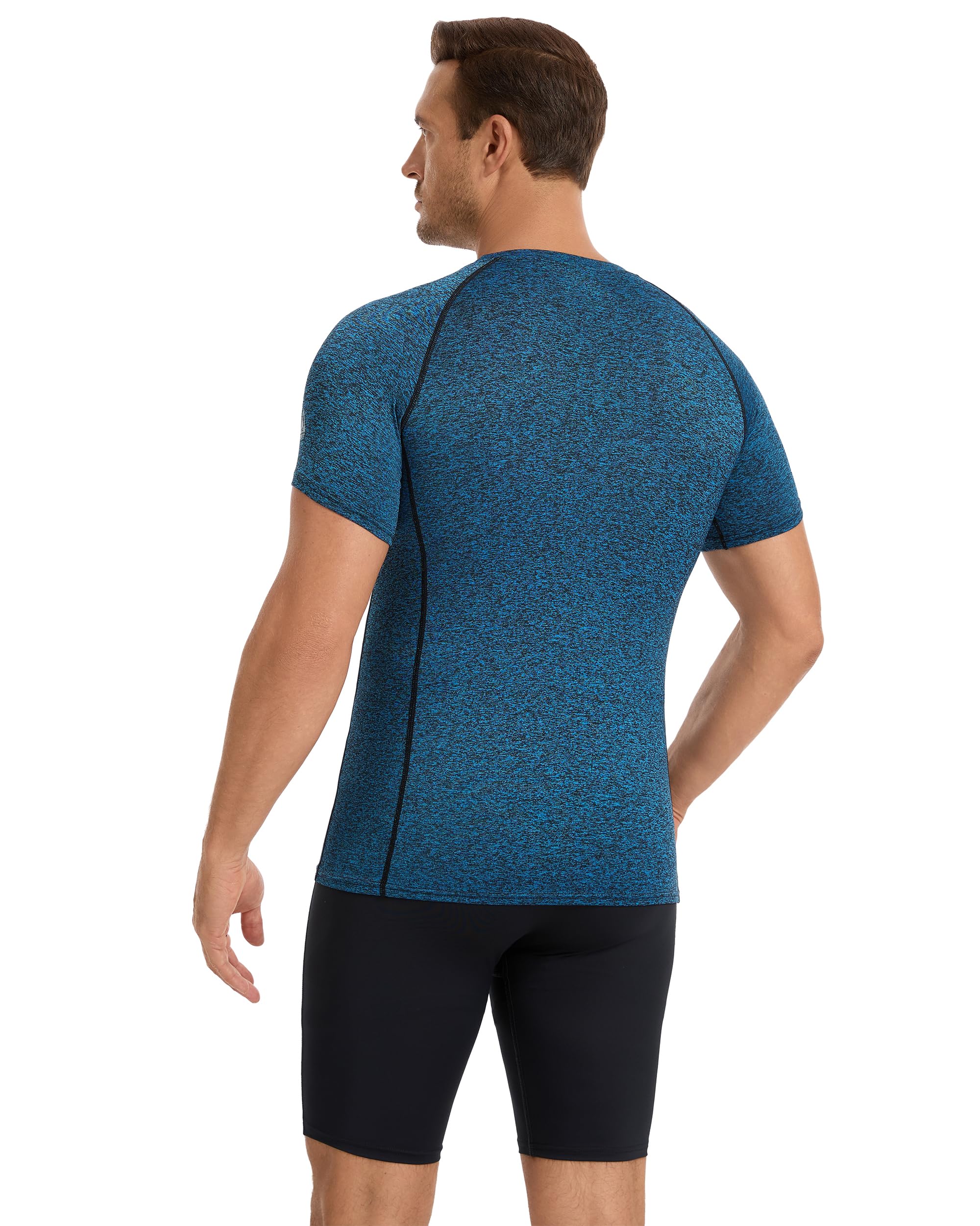 AMZSPORT Maglietta a Compressione da Uomo, a Maniche Corte, Funzionale, Cool Dry, per Allenamento e Corsa