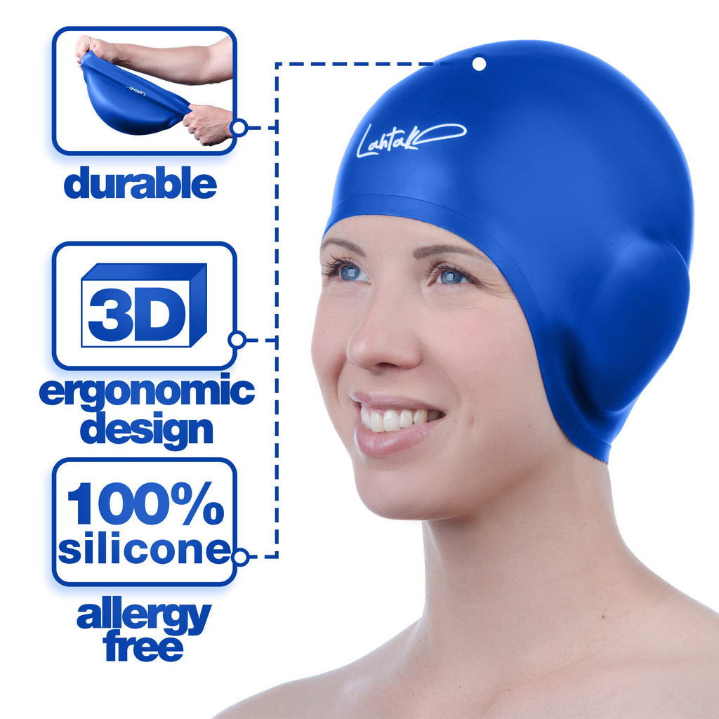 Cuffia da Nuoto per la Protezione delle Orecchie 3D - Cuffia Piscina Donna Uomo - Cuffia Nuoto Silicone Impermeabile - Cuffia Doccia Donna - Cuffia Piscina Capelli Lunghi e Corti