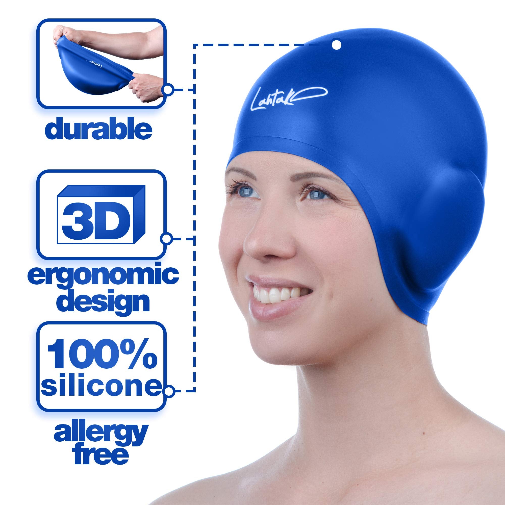 Cuffia da Nuoto per la Protezione delle Orecchie 3D - Cuffia Piscina Donna Uomo - Cuffia Nuoto Silicone Impermeabile - Cuffia Doccia Donna - Cuffia Piscina Capelli Lunghi e Corti